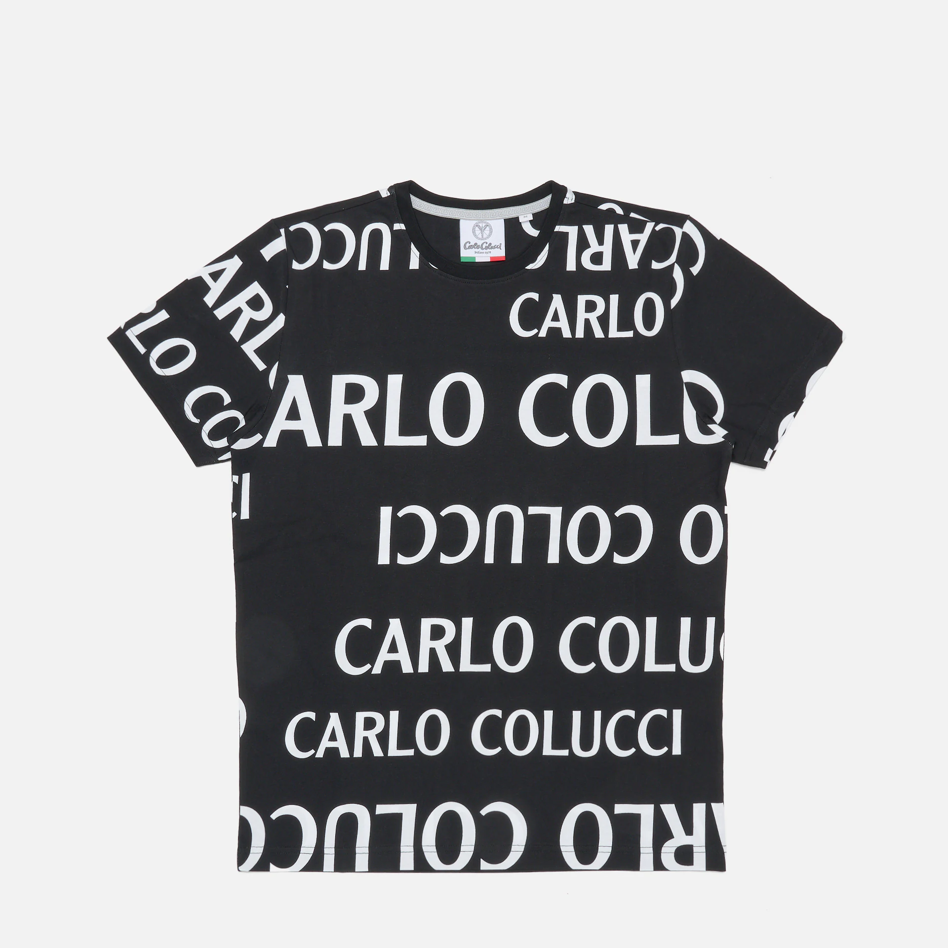 Carlo Colucci Black & White Drop Allover T-Shirt Black