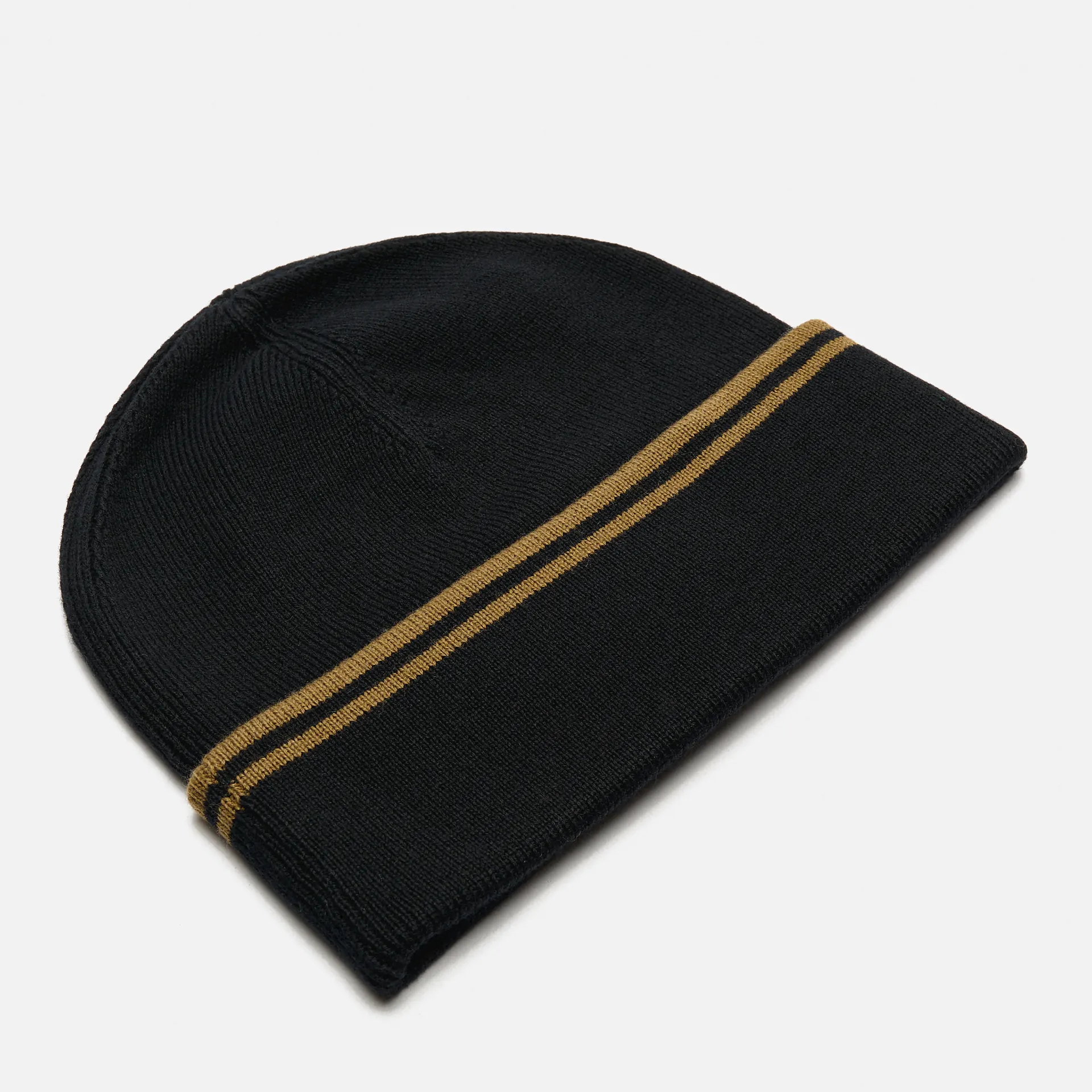 Fred Perry Twin Tipped Merino Wool Beanie Black/Shaded Stone