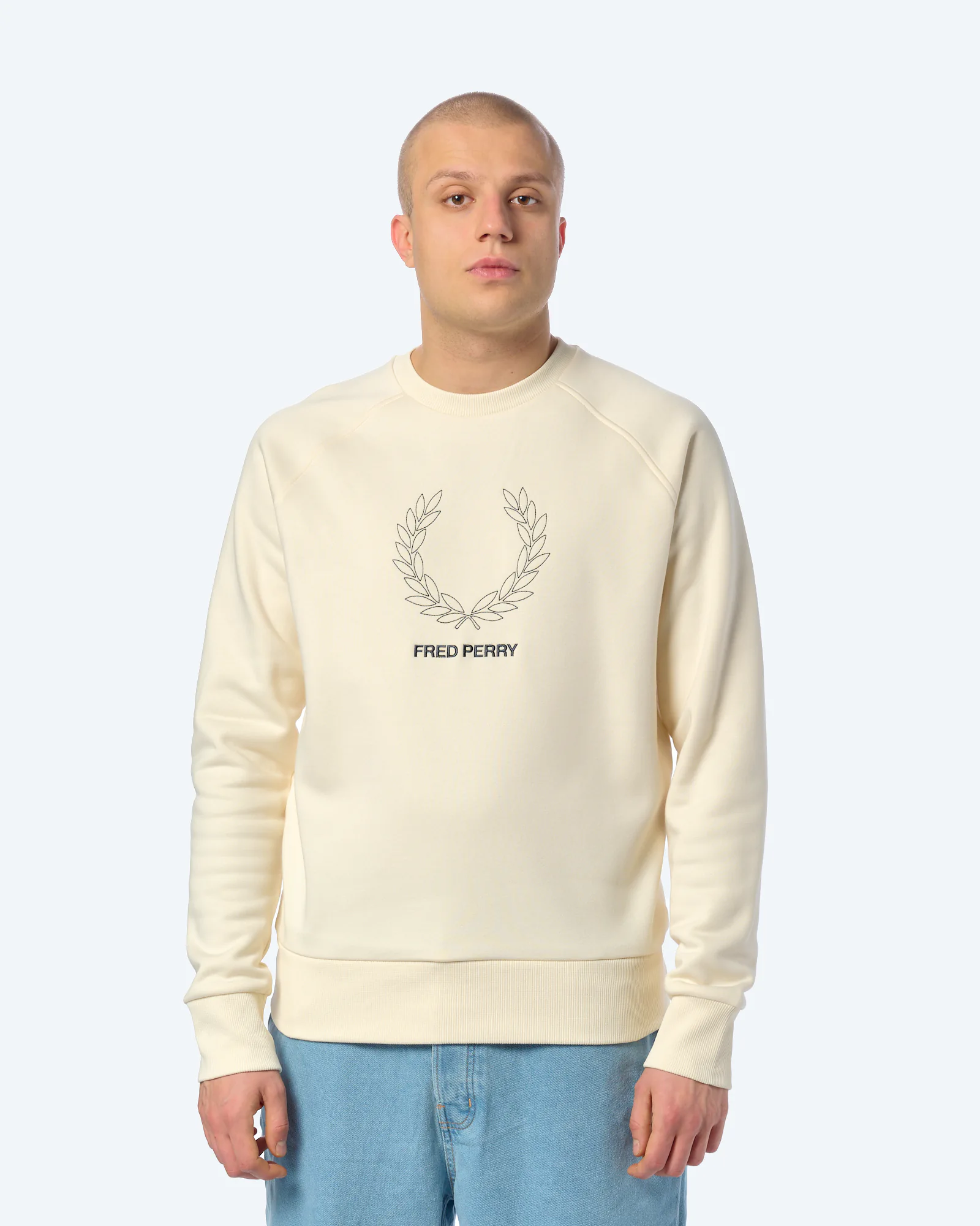 Fred Perry Outline Laurel Wreath Sweatshirt Ecru
