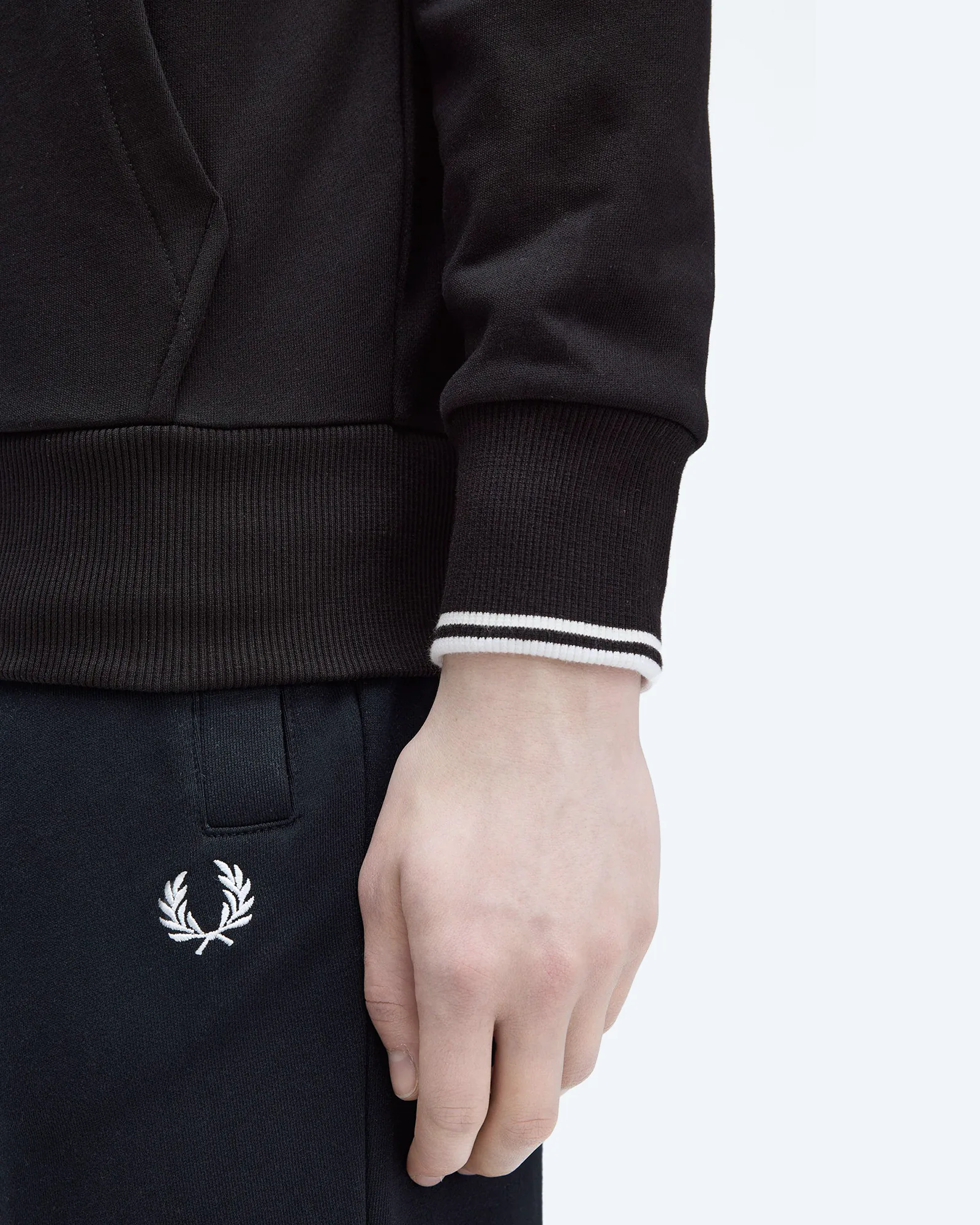 Fred Perry Hooded Zip Through Sweatshirt Black