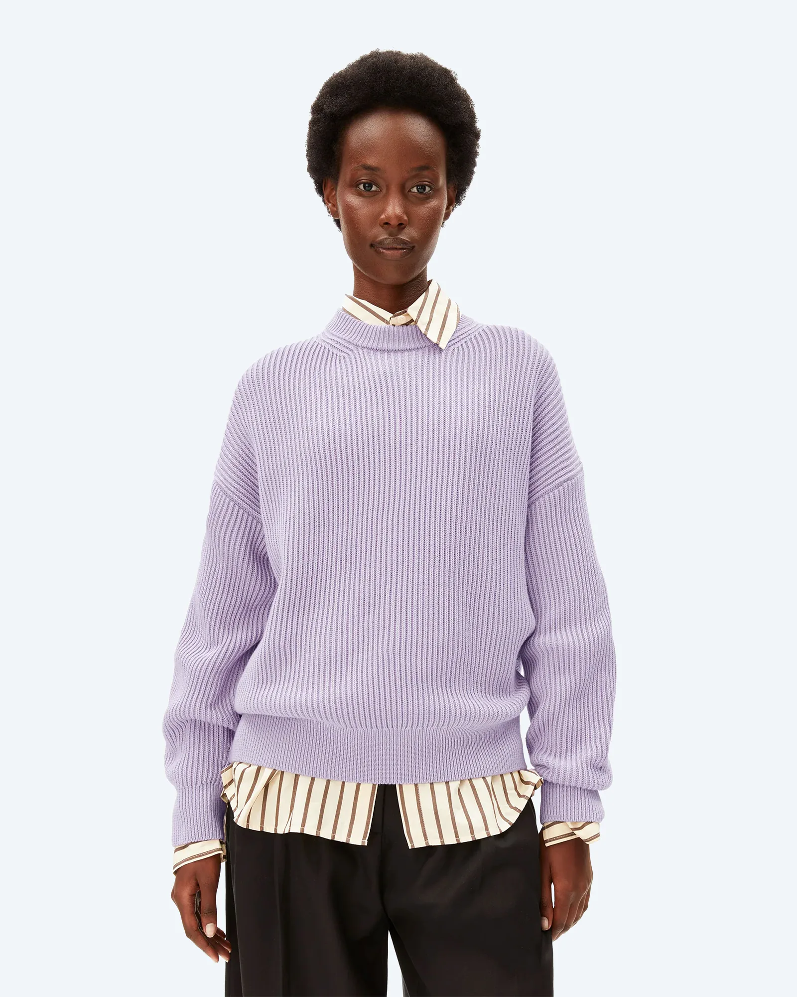 VANISÉ RIB KNIT SWEATER Moonlit Lilac/Dark Moonlit Lilac