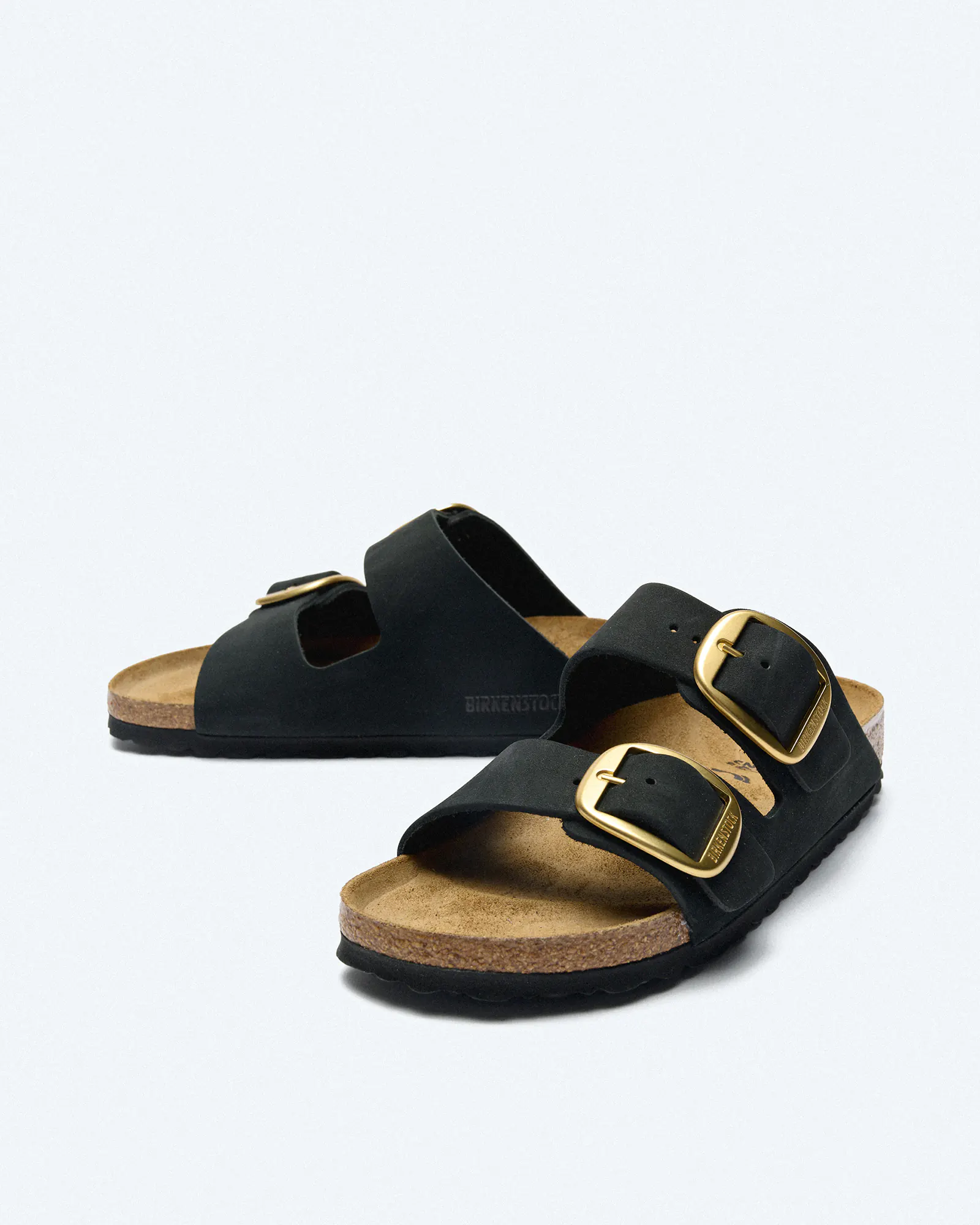 Birkenstock Arizona Big Buckle Nubuk Leather (Narrow Fit) Sandals Black/Gold