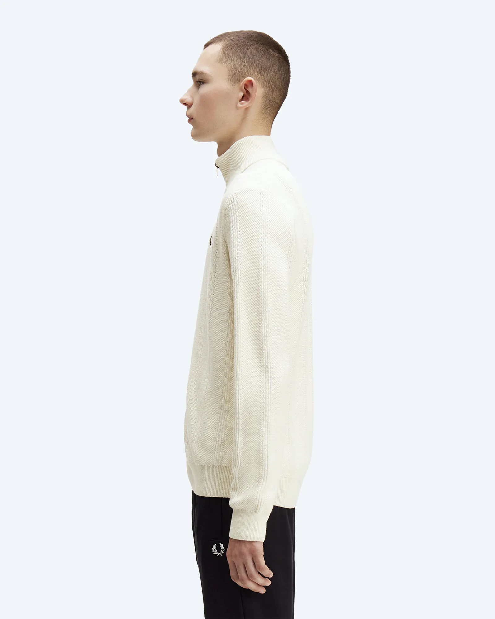 Textured Zip Through Cardigan Ecru