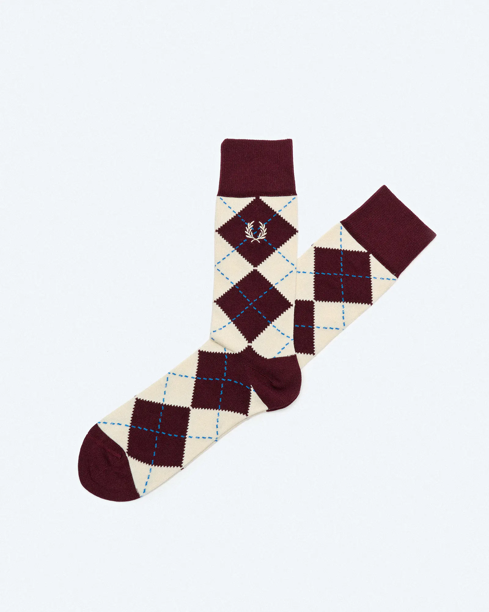 Fred Perry Jacquard Argyle Sock Oxblood/Ecru/Court Blue