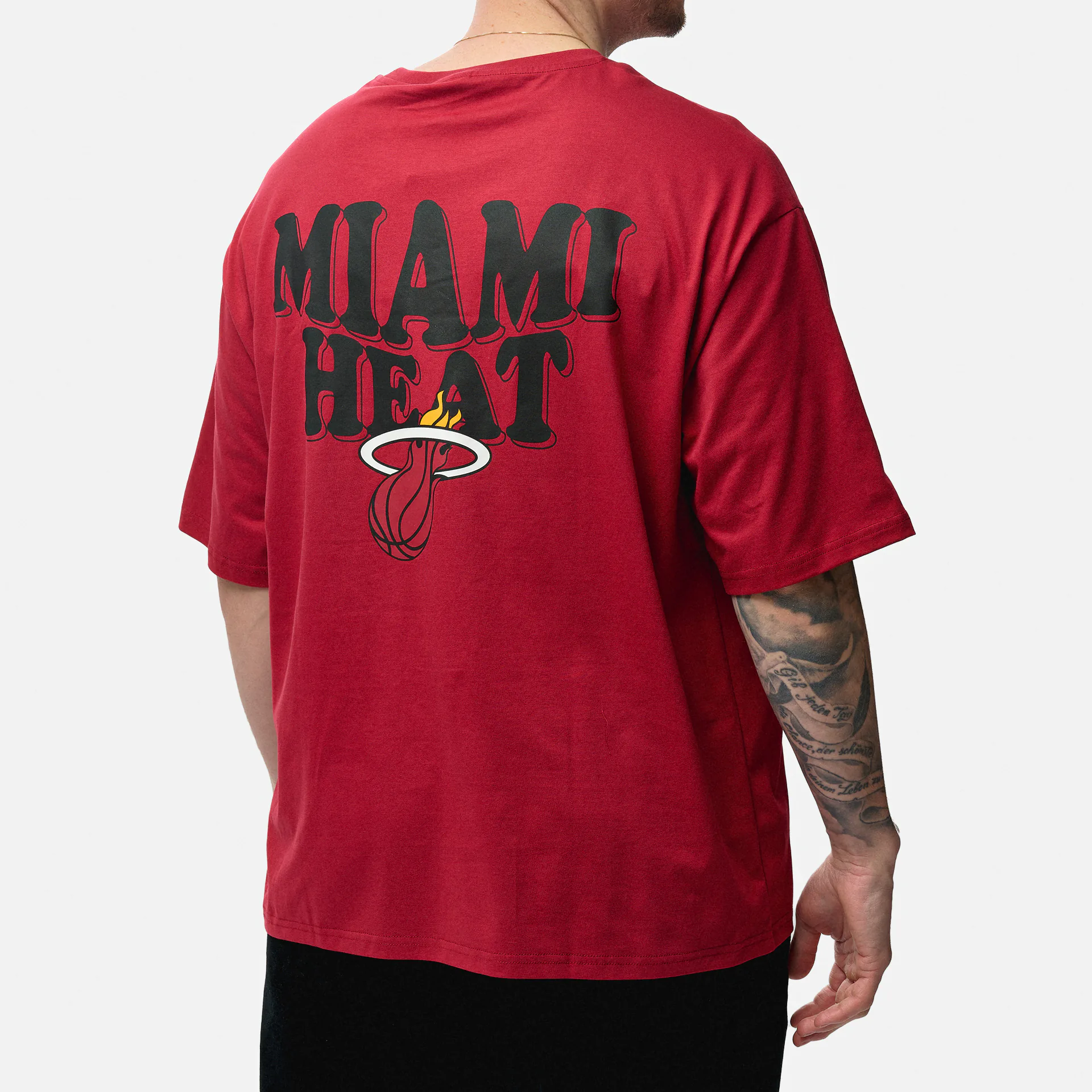 New Era NBA Miami Heat Script Oversized T-Shirt Red/White