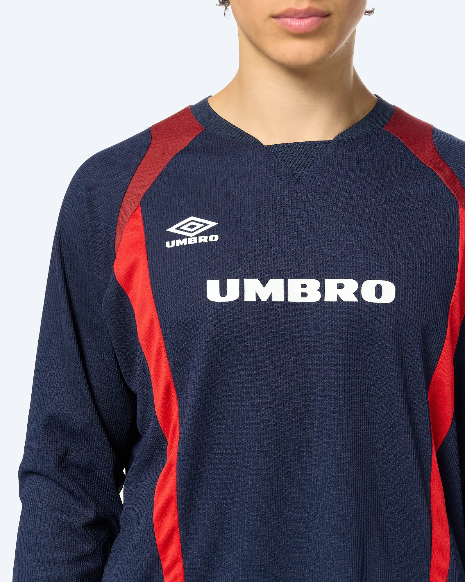 Umbro Panelled Longsleeve Jersey Baritone Blue/Goji Berry/Brilliant White 