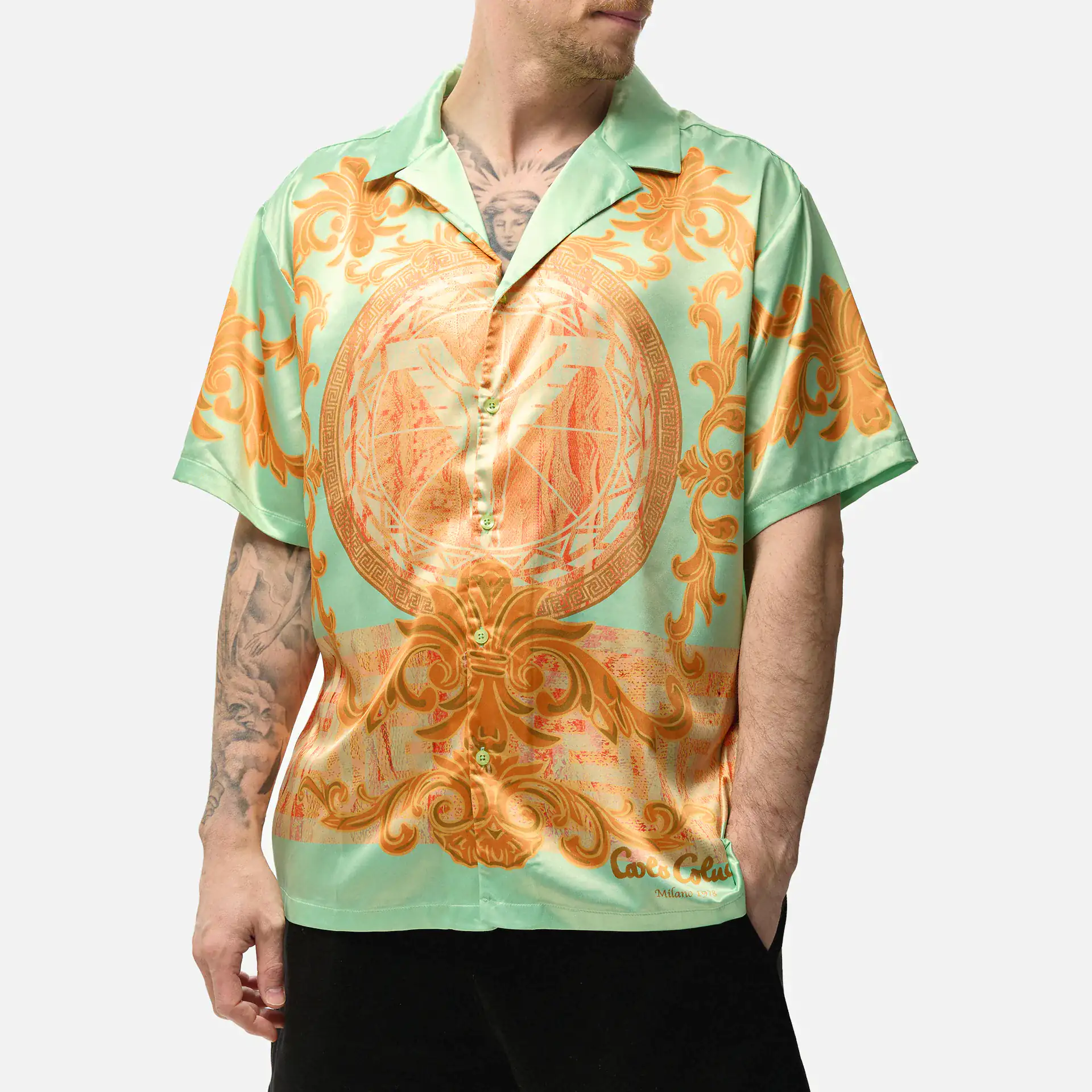 Carlo Colucci Shirt Green/Yellow