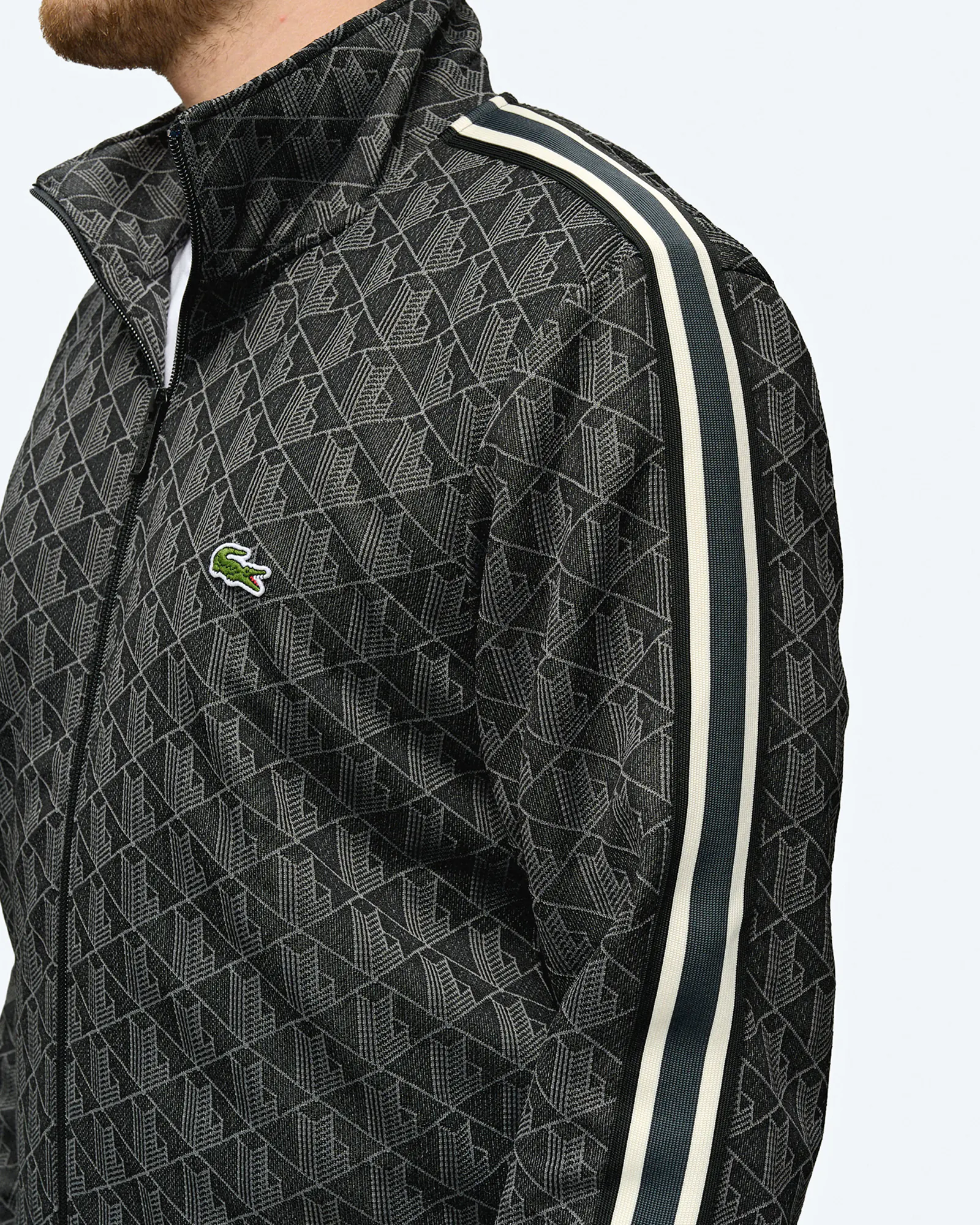 Lacoste Paris Monogram Jacquard Track Jacket Black/Graphite Lacoste Paris Monogram Jacquard Track Jacket Black/Graphite