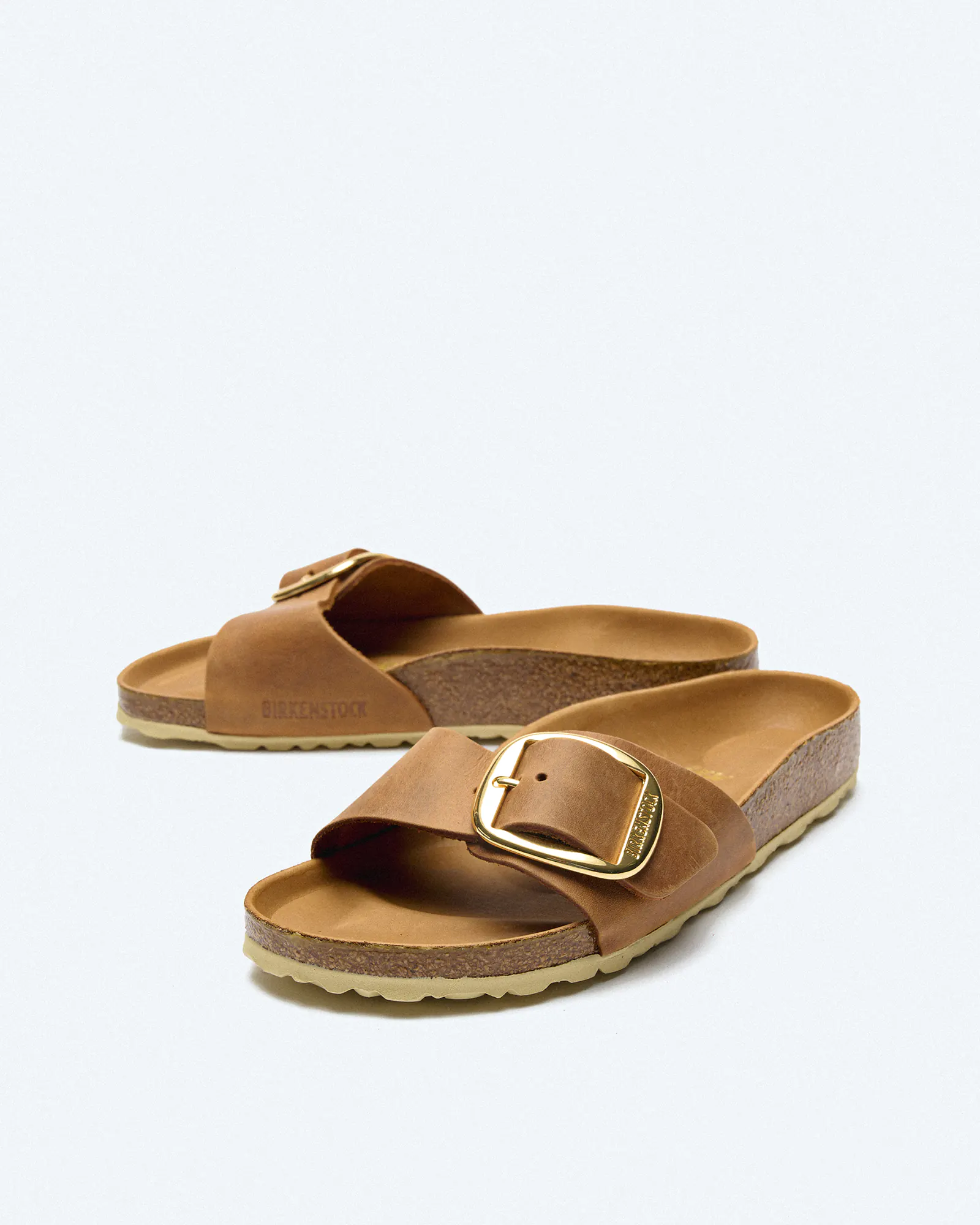 Birkenstock Madrid Big Buckle Natural Oiled Leather (Narrow Fit) Sandals Cognac