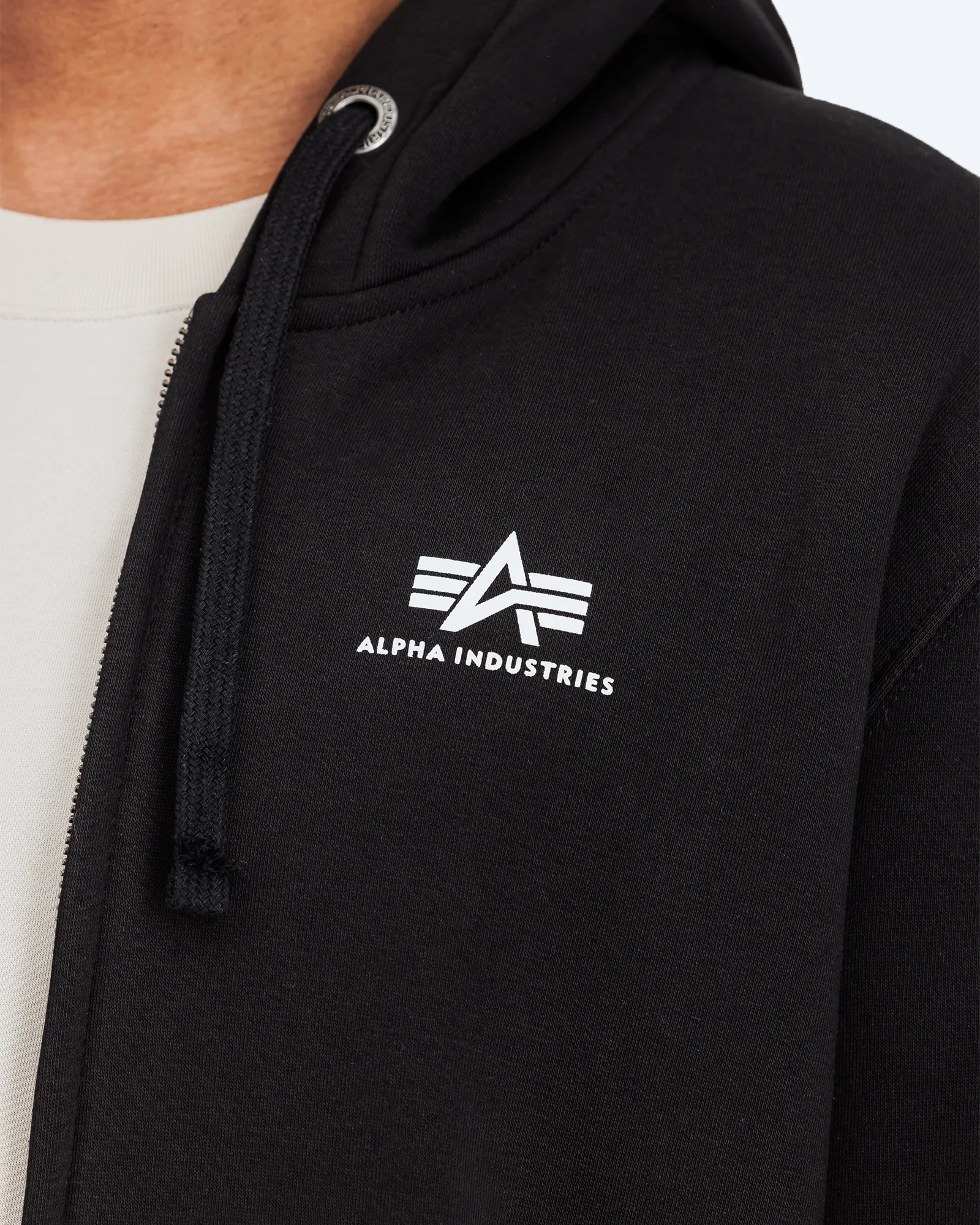 Basic Zip Hoodie Small Logo Black