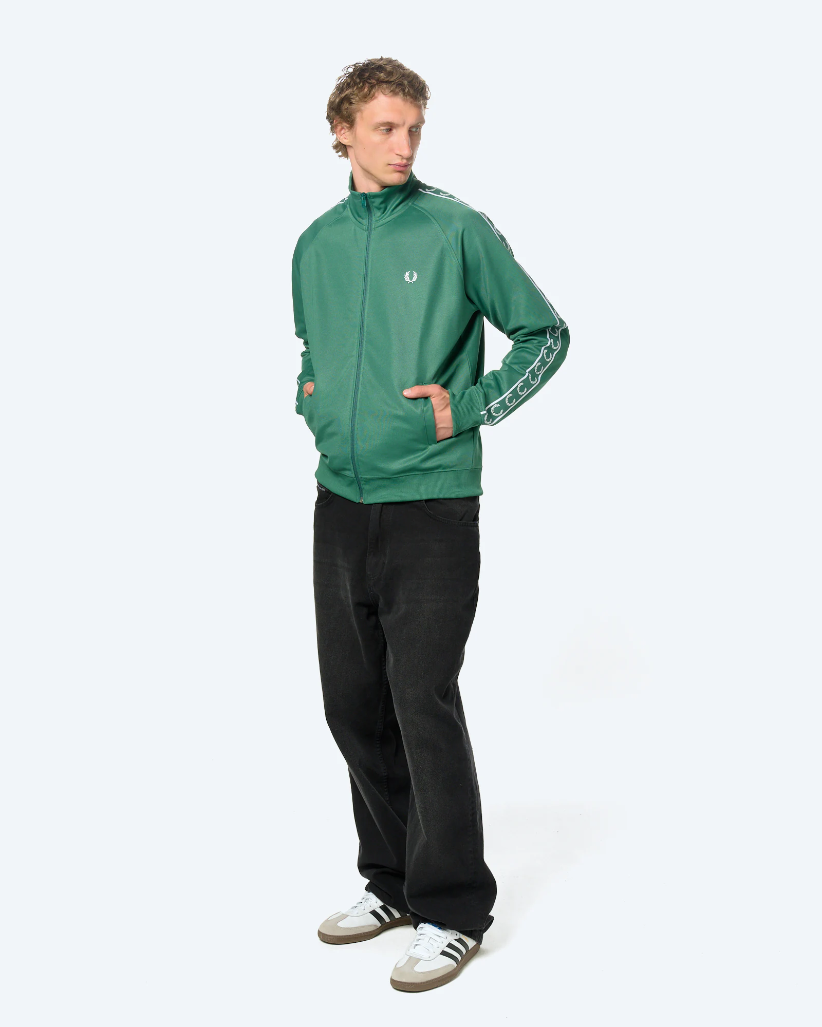 Fred Perry Contrast Tape Track Jacket Sport Green