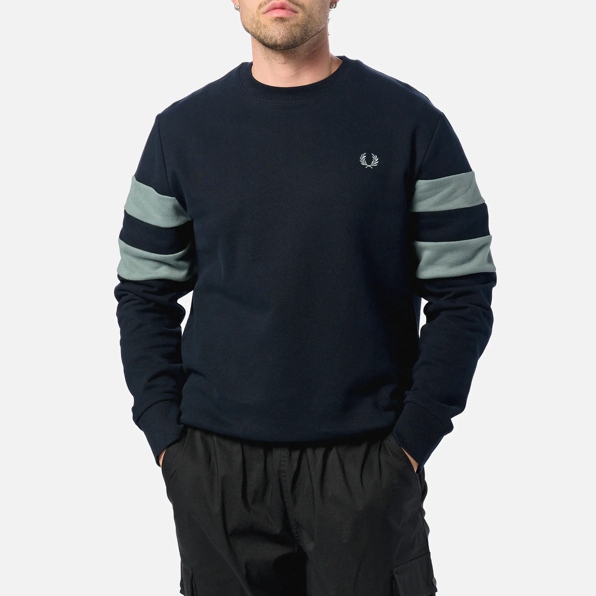 Fred Perry Peached Tipped Sleeve Sweatshirt Navy