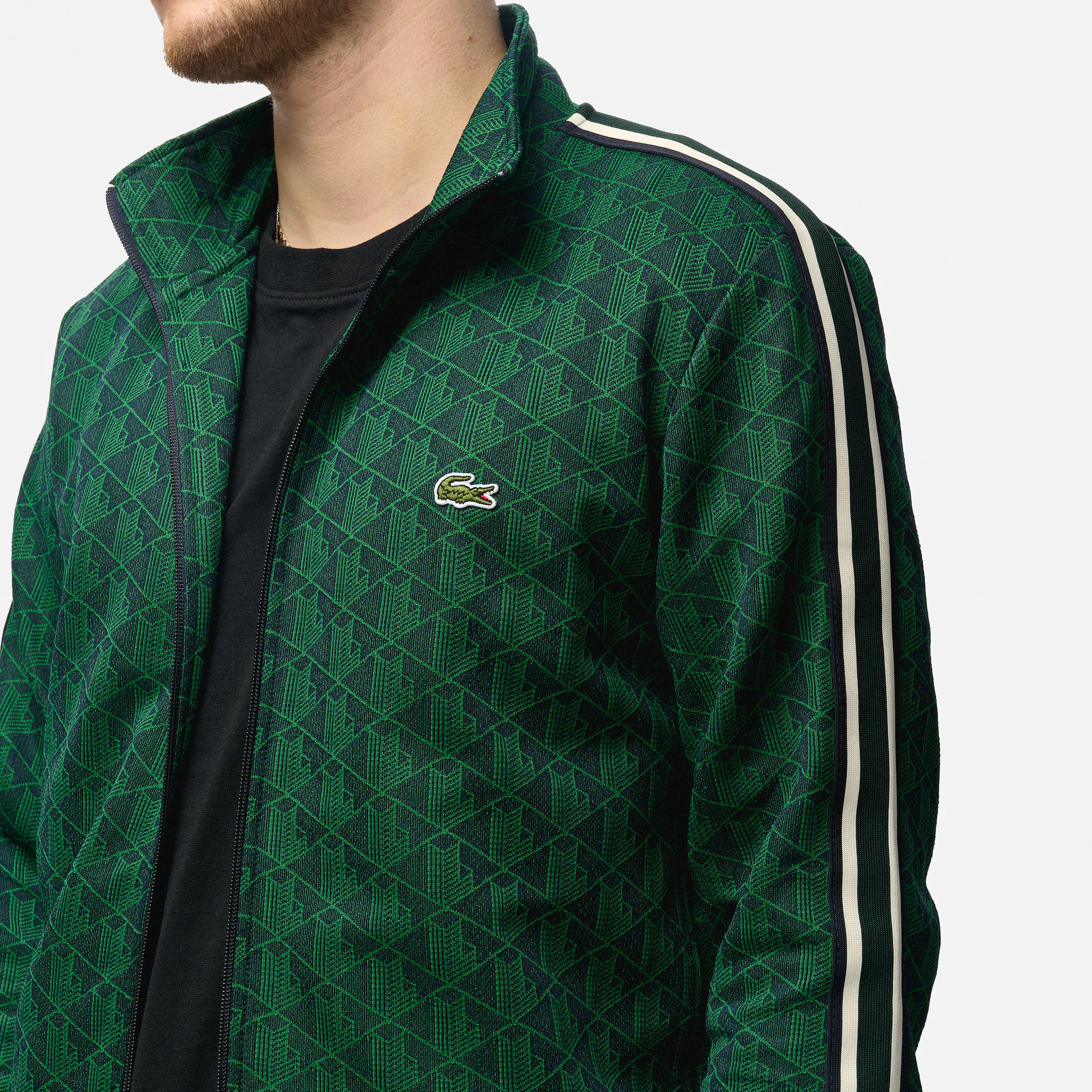 Lacoste Monogram Zipped Sweatshirt Marine/Oseille