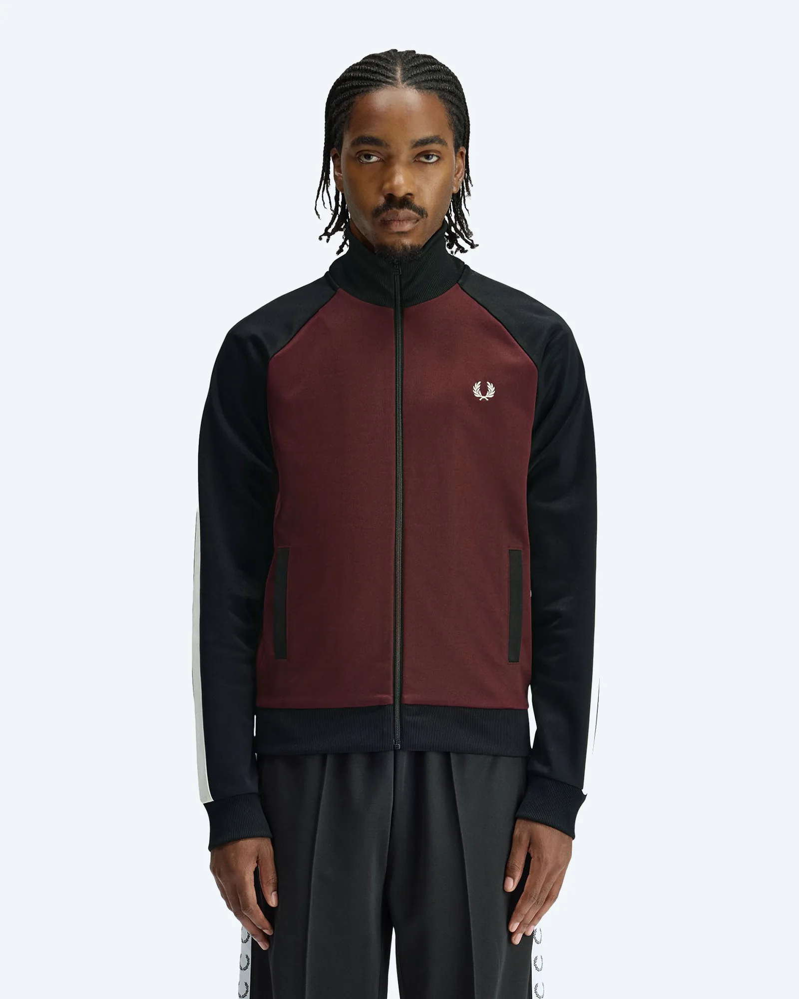 Fred Perry Contrast Sleeve Track Jacket Oxblood