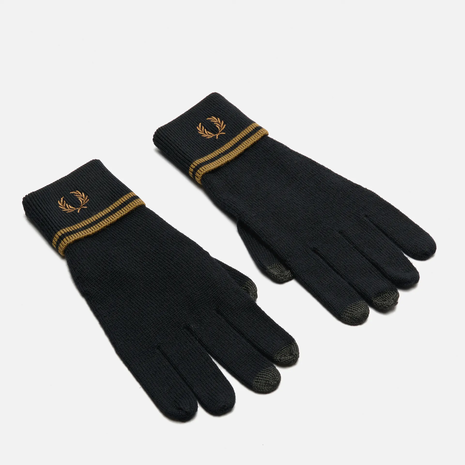 Fred Perry Twin Tipped Merino Wool Gloves Black/Shaded Stone