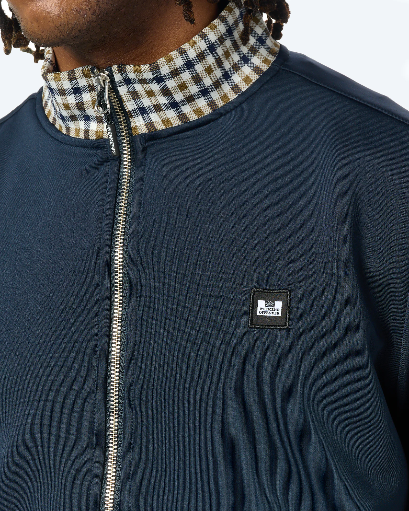 Weekend Offender Alameda Jacquard Rib Track Top Navy