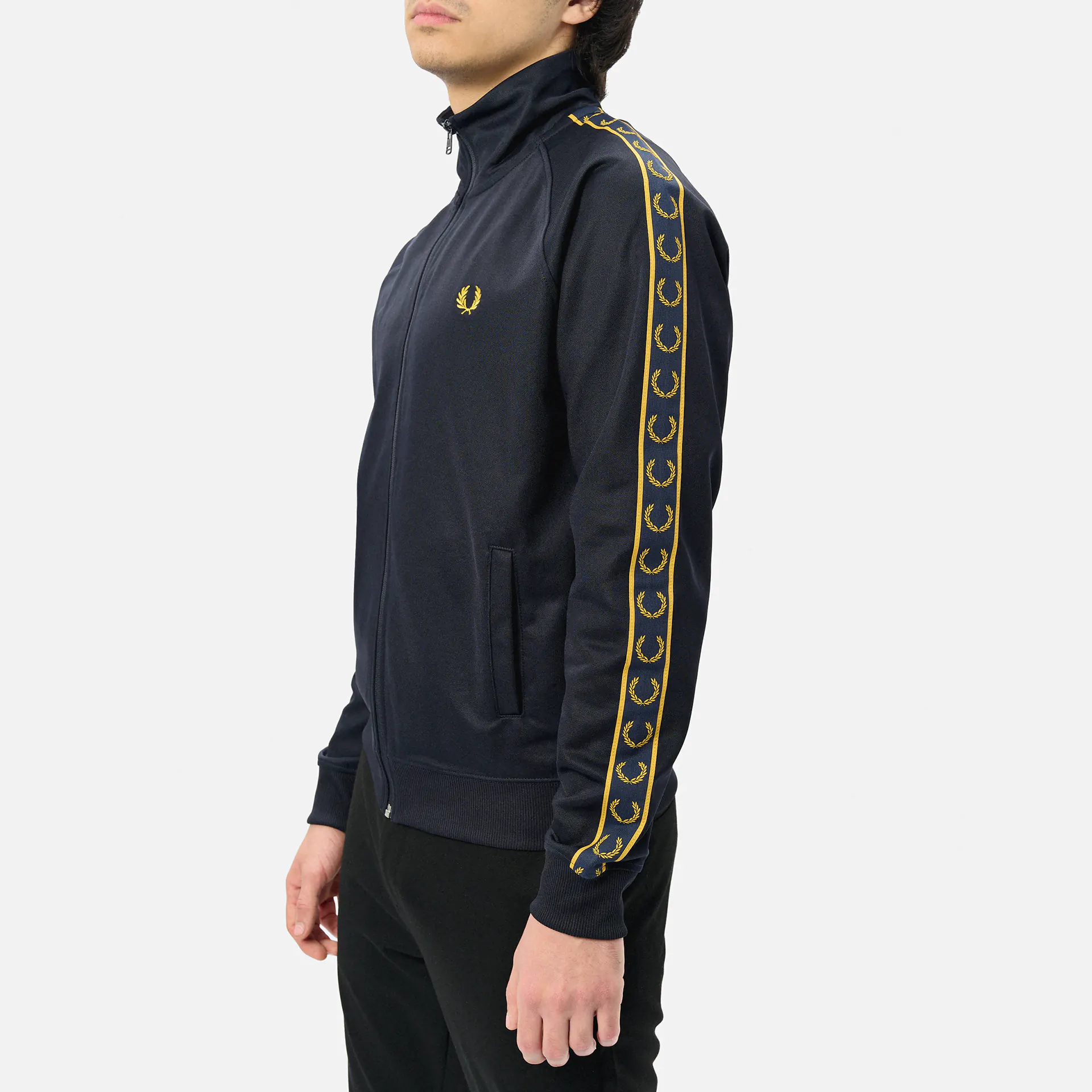Fred Perry Contrast Tape Track Jacket Navy/Honeycomb