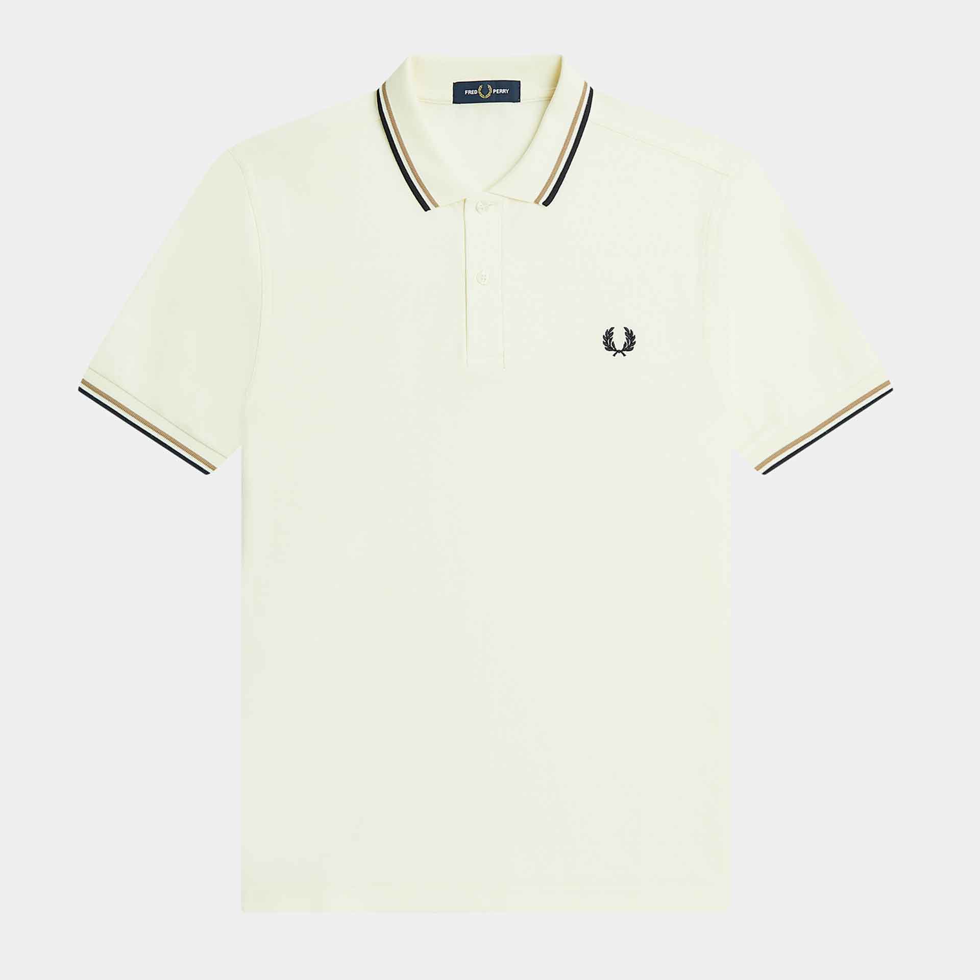 Fred Perry Twin Tipped Polo Shirt Ecru/Warm Stone/Navy