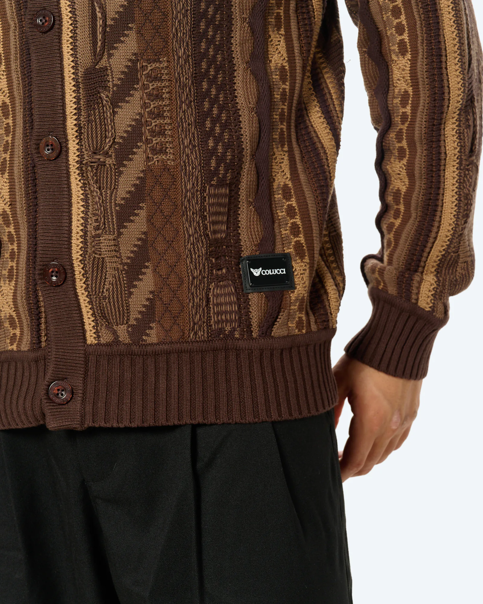 3D Knit AOP Cardigan Brown