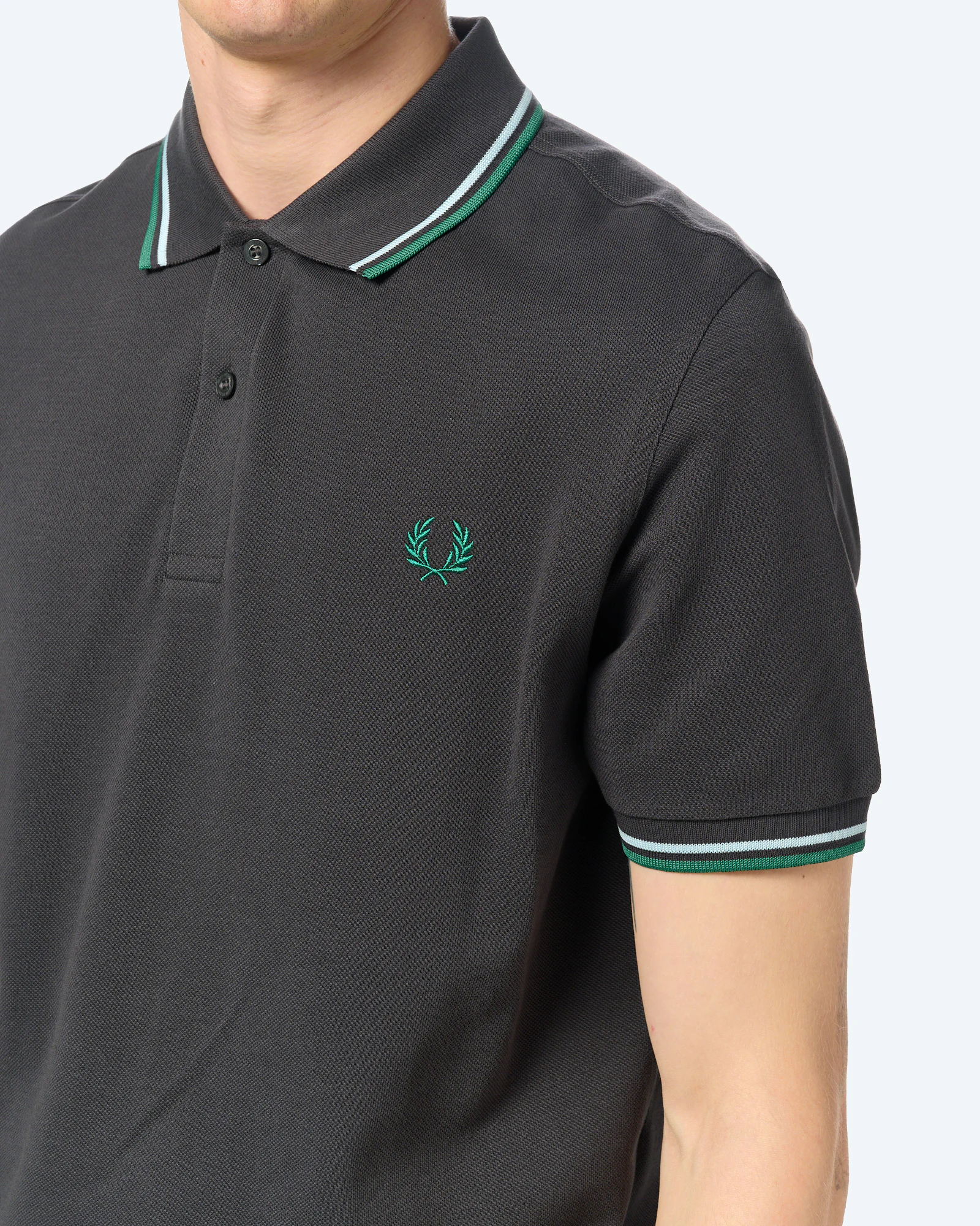 Fred Perry Twin Tipped Polo Shirt Anchor Grey/Light Ice/Sport Green