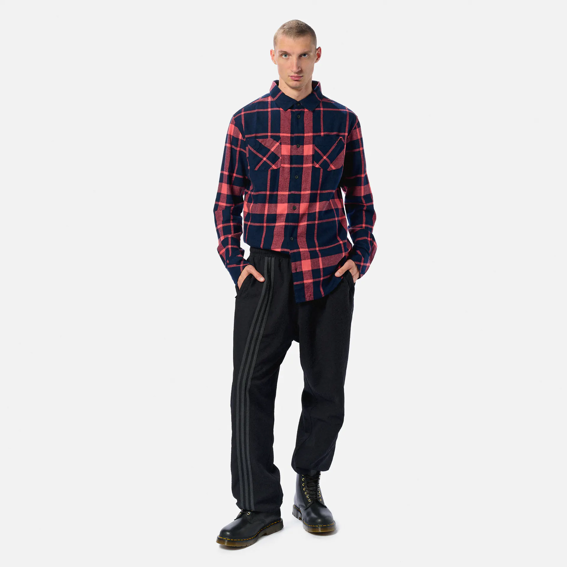 Distorted People Flannel Shirt Navy/Spiced Coral