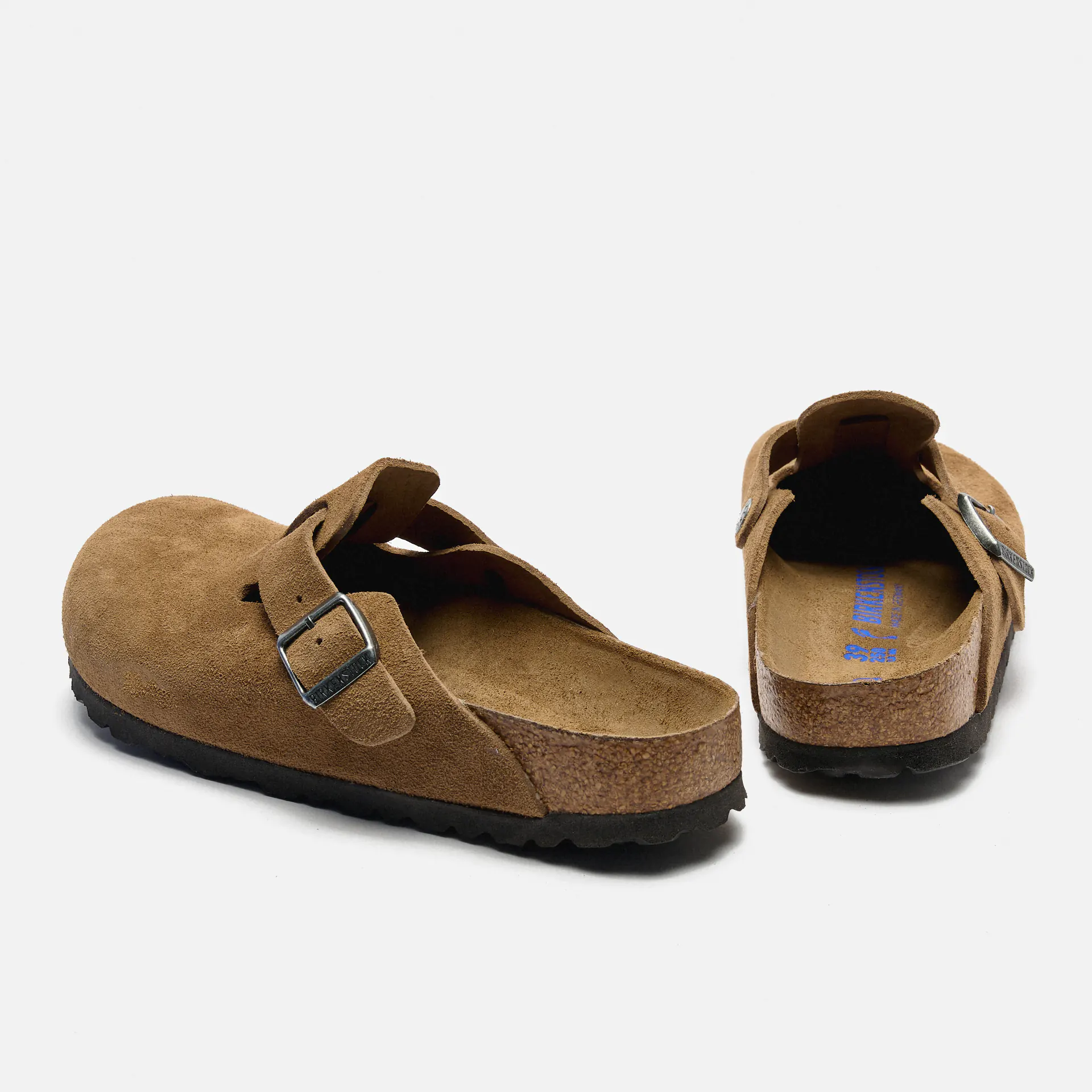 Birkenstock Boston Soft Footbed Suede Leather (Narrow Fit) Sandals Dark Tea Tonal FB