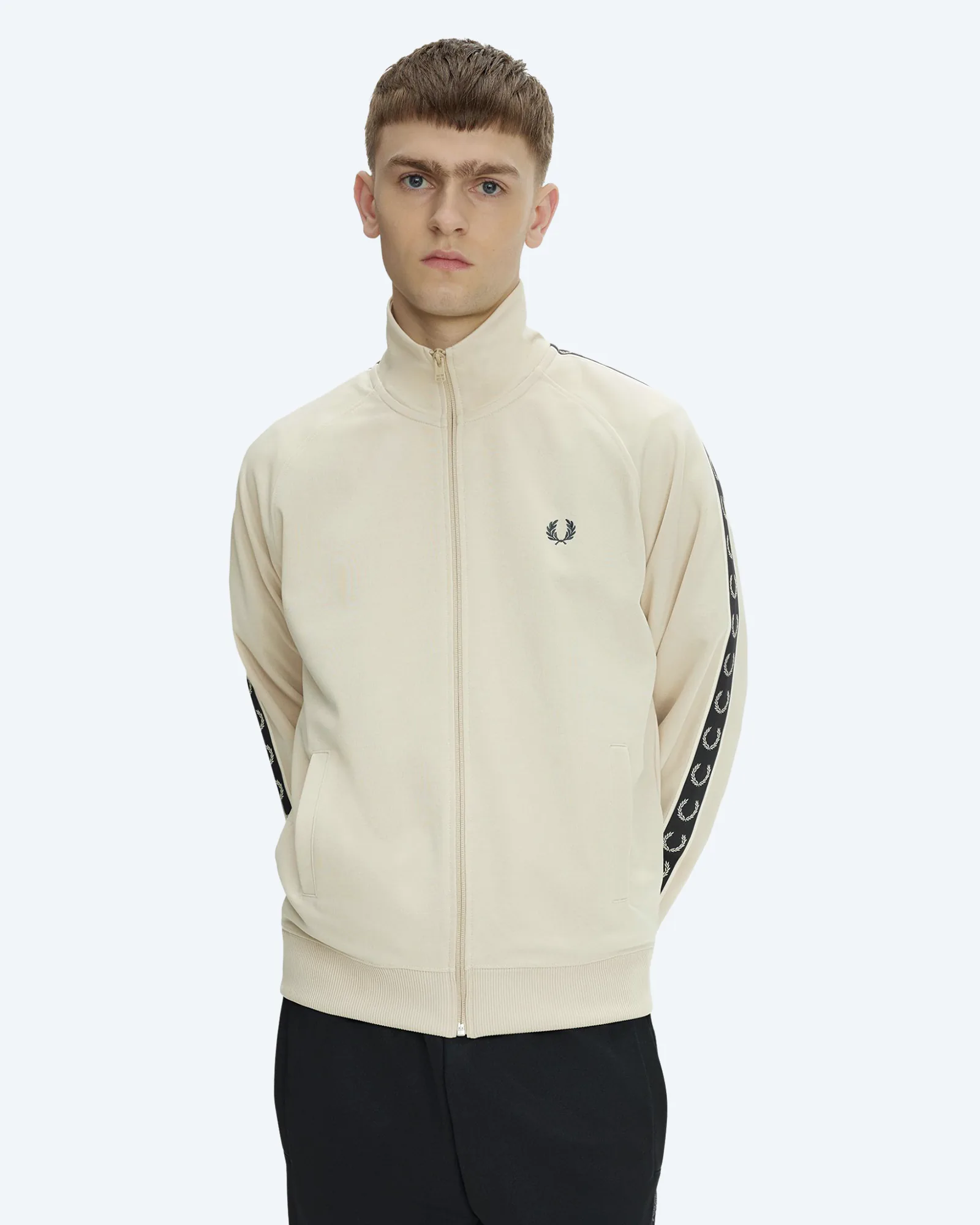 Contrast Tape Track Jacket Oatmeal