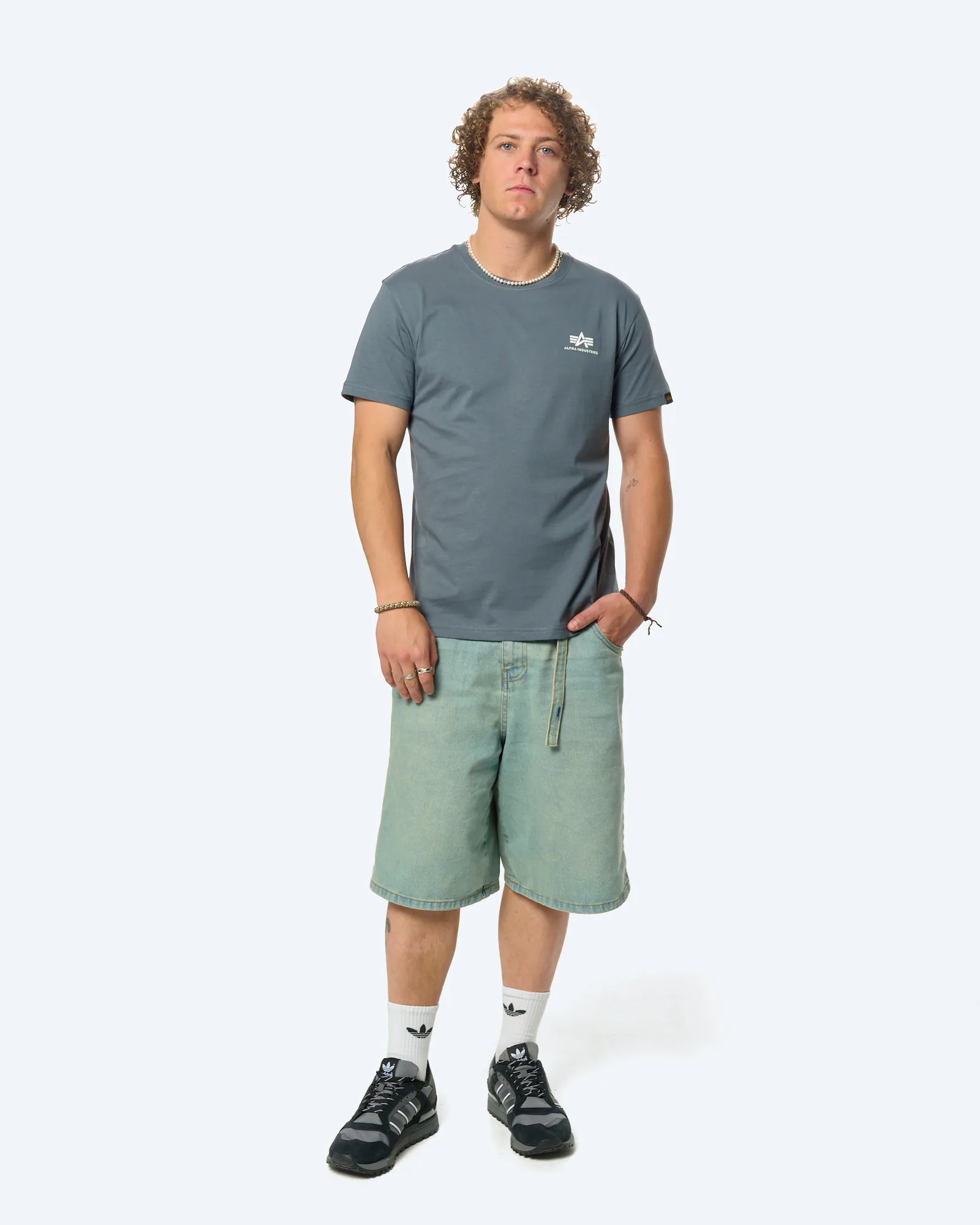 Basic T-Shirt Small Logo Denim Blue