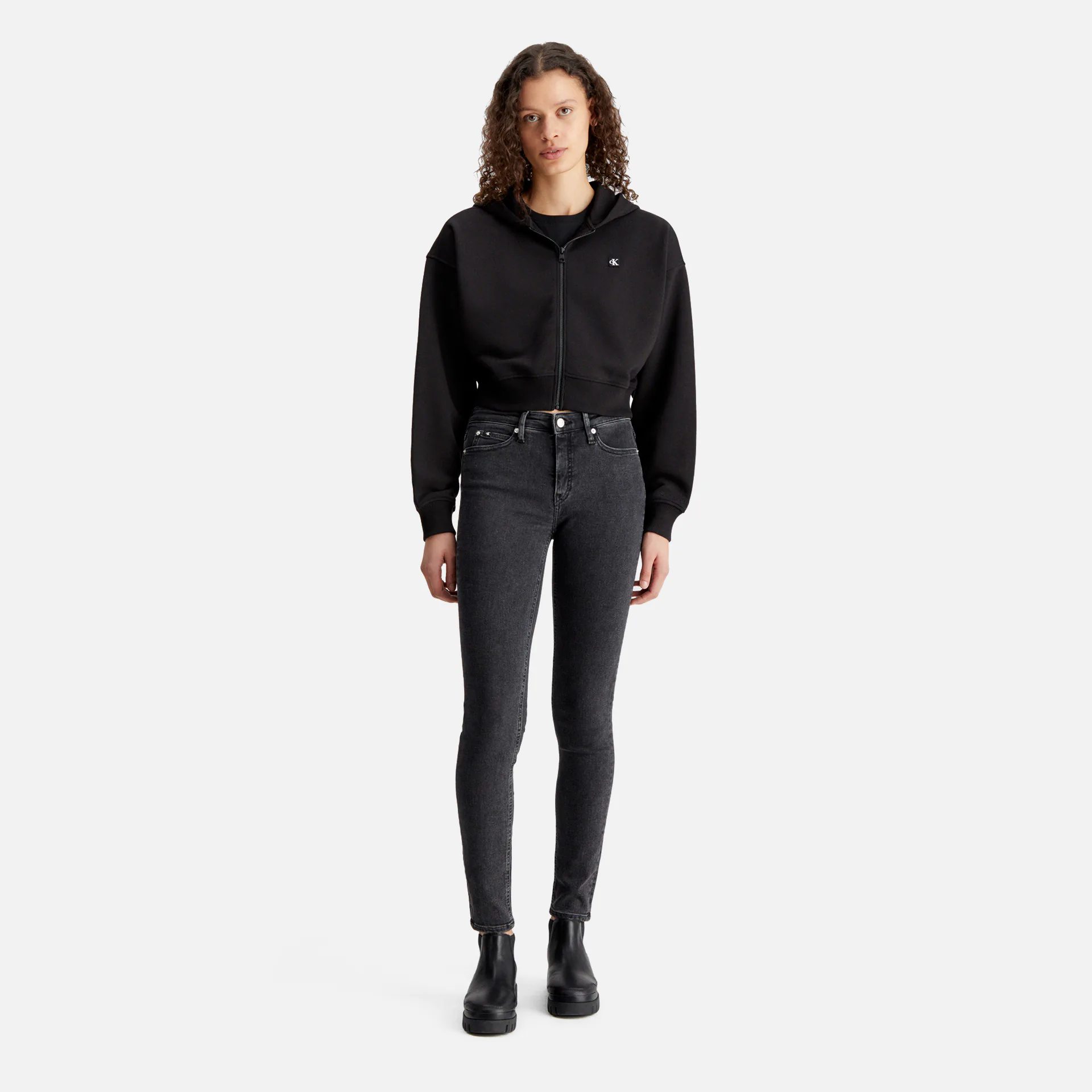 Calvin Klein Jeans Embro Badge Zip-Through Black