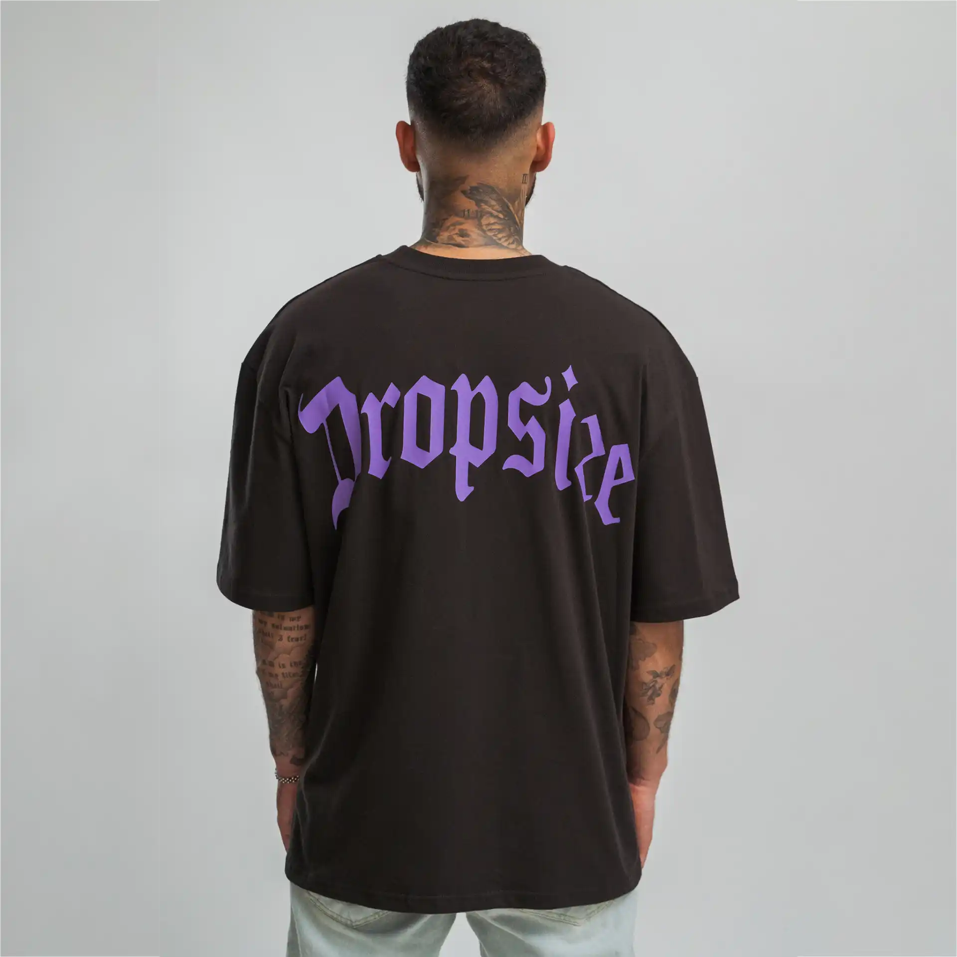 Dropsize Heavy Backprint T-Shirt Washed Black/Purple