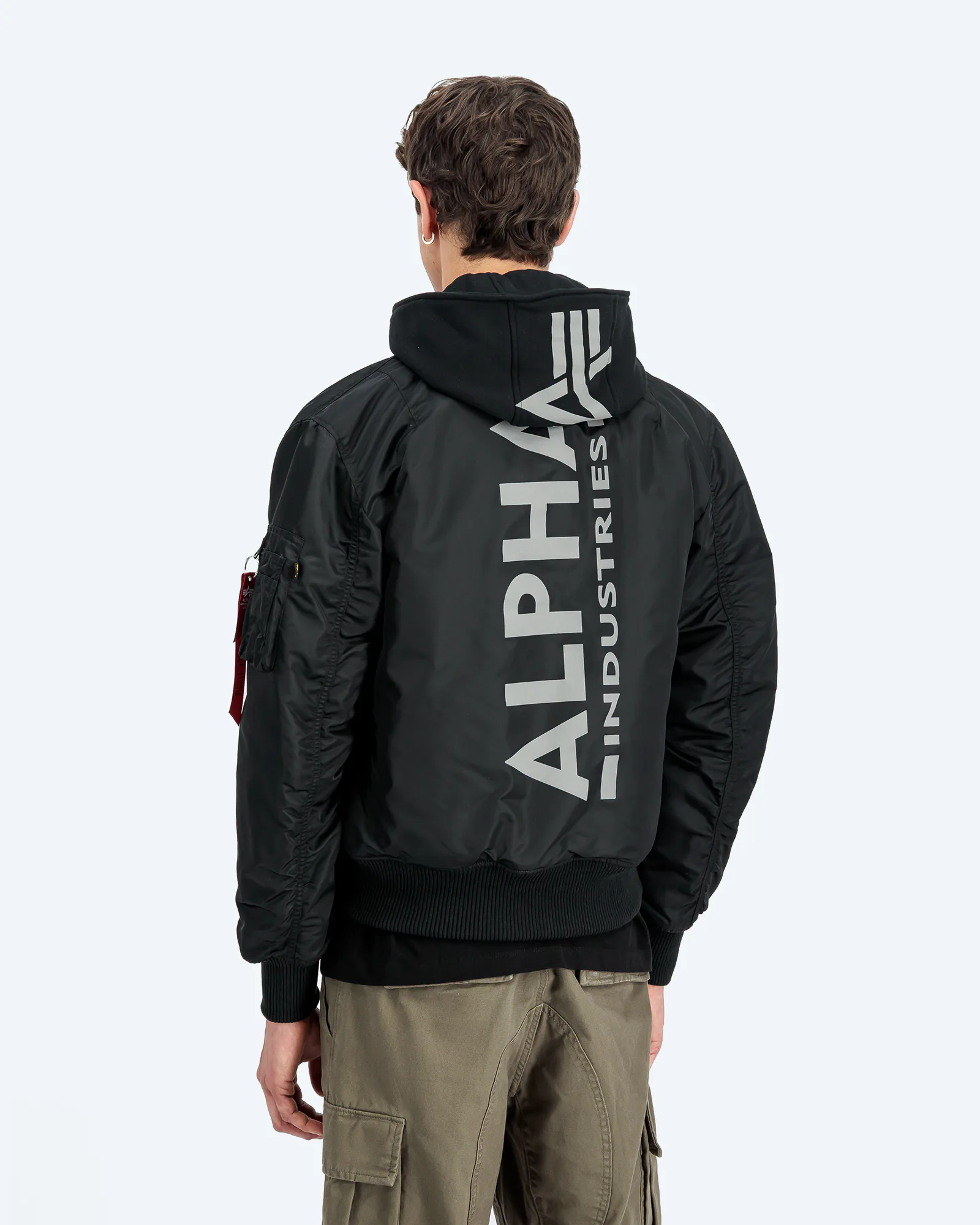MA-1 ZH Back Print Bomber Jacket Black/Reflective