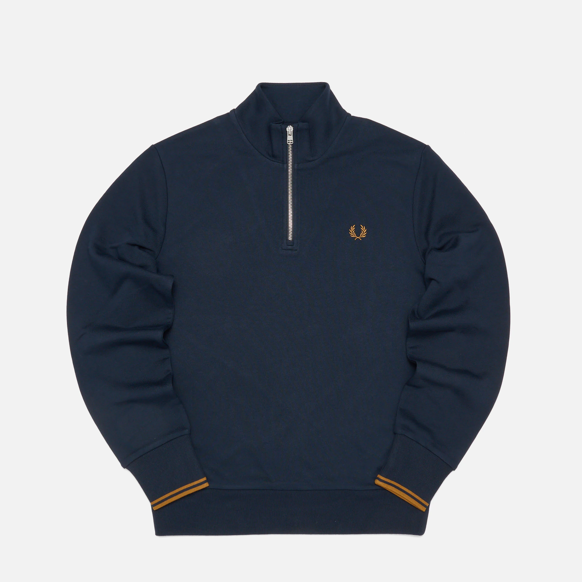 Fred Perry Half Zip Sweatshirt Navy/Dark Caramel