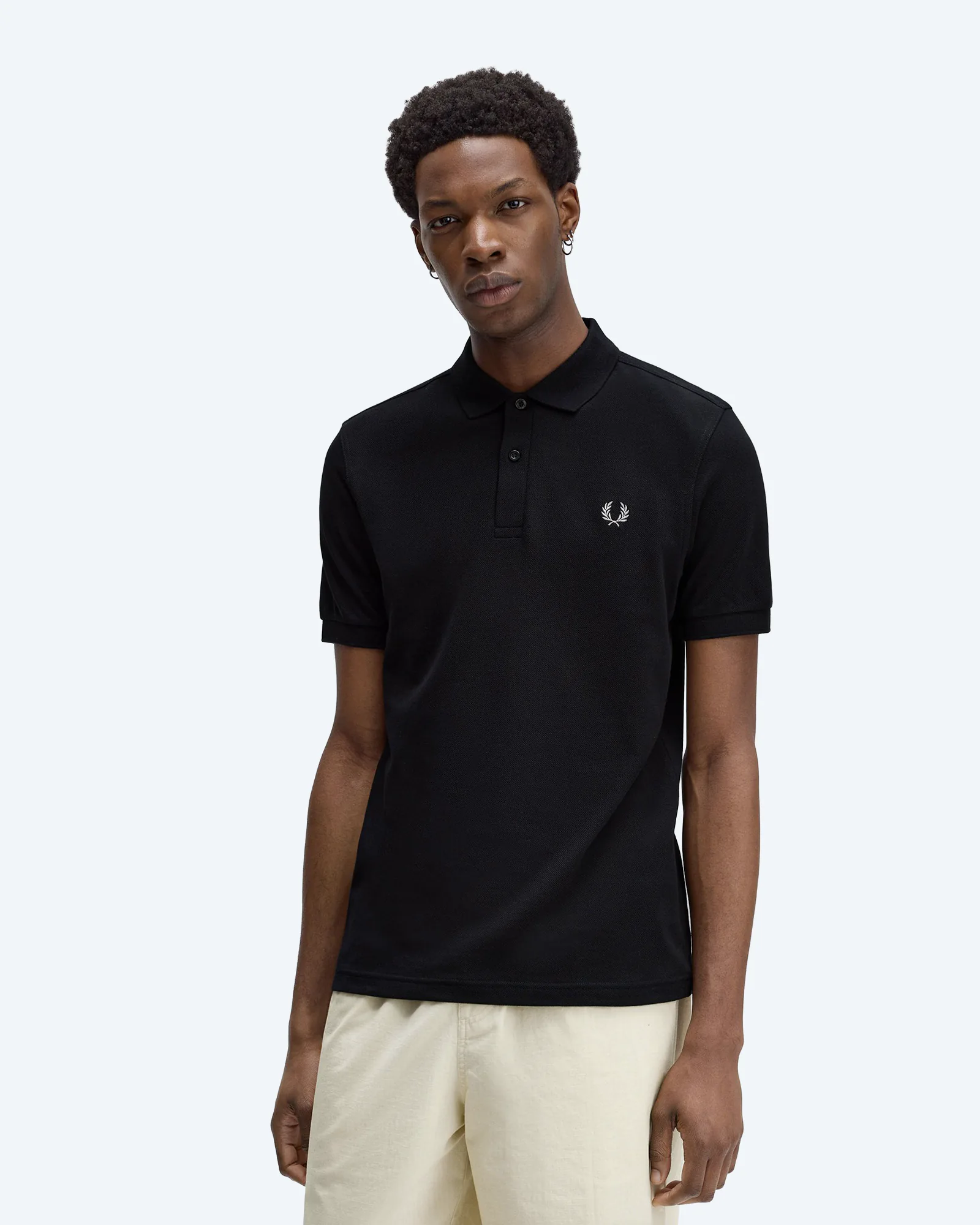 Fred Perry Plain Polo Shirt Black/Chrome