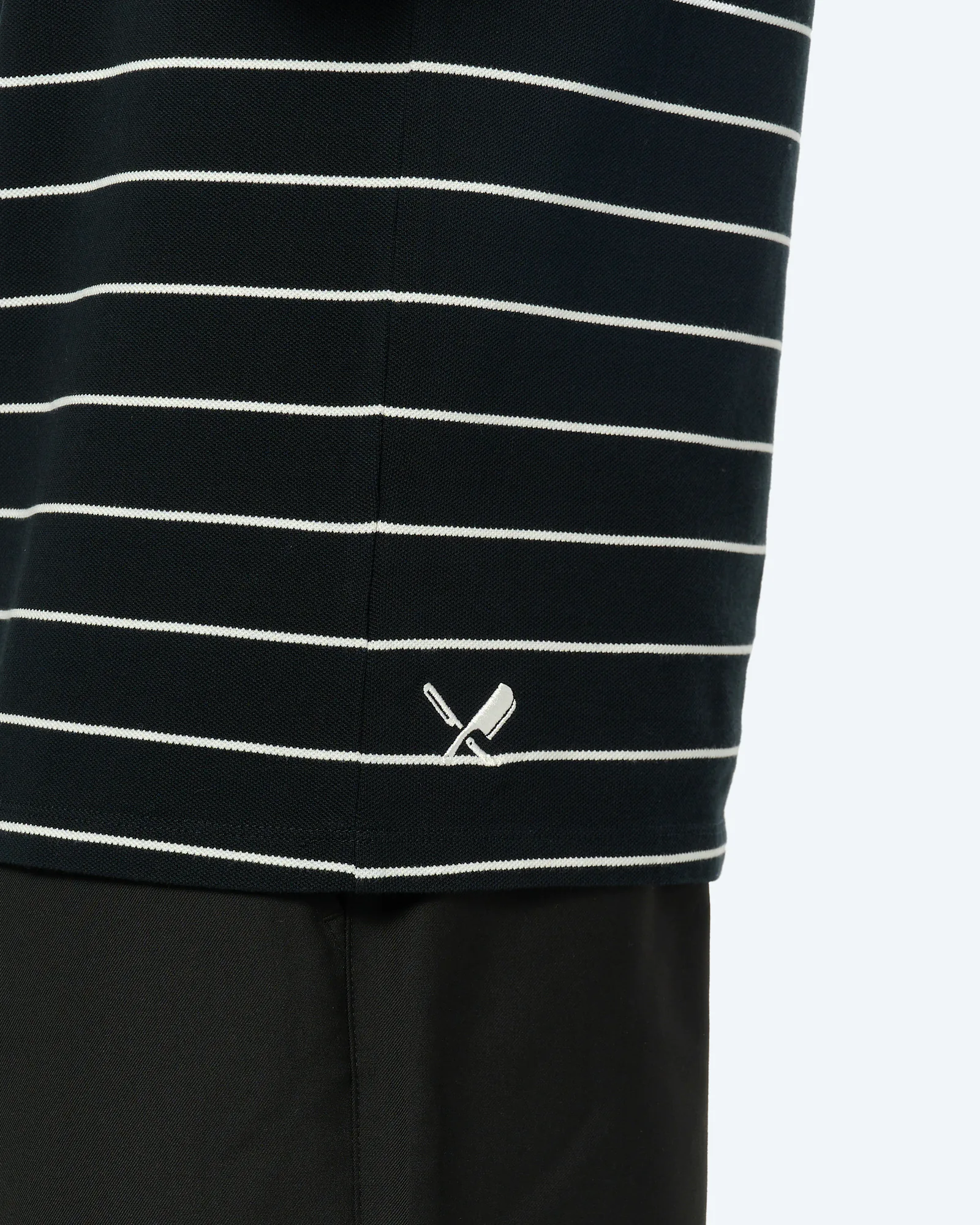 Distorted People Piqué Striped Poloshirt Black