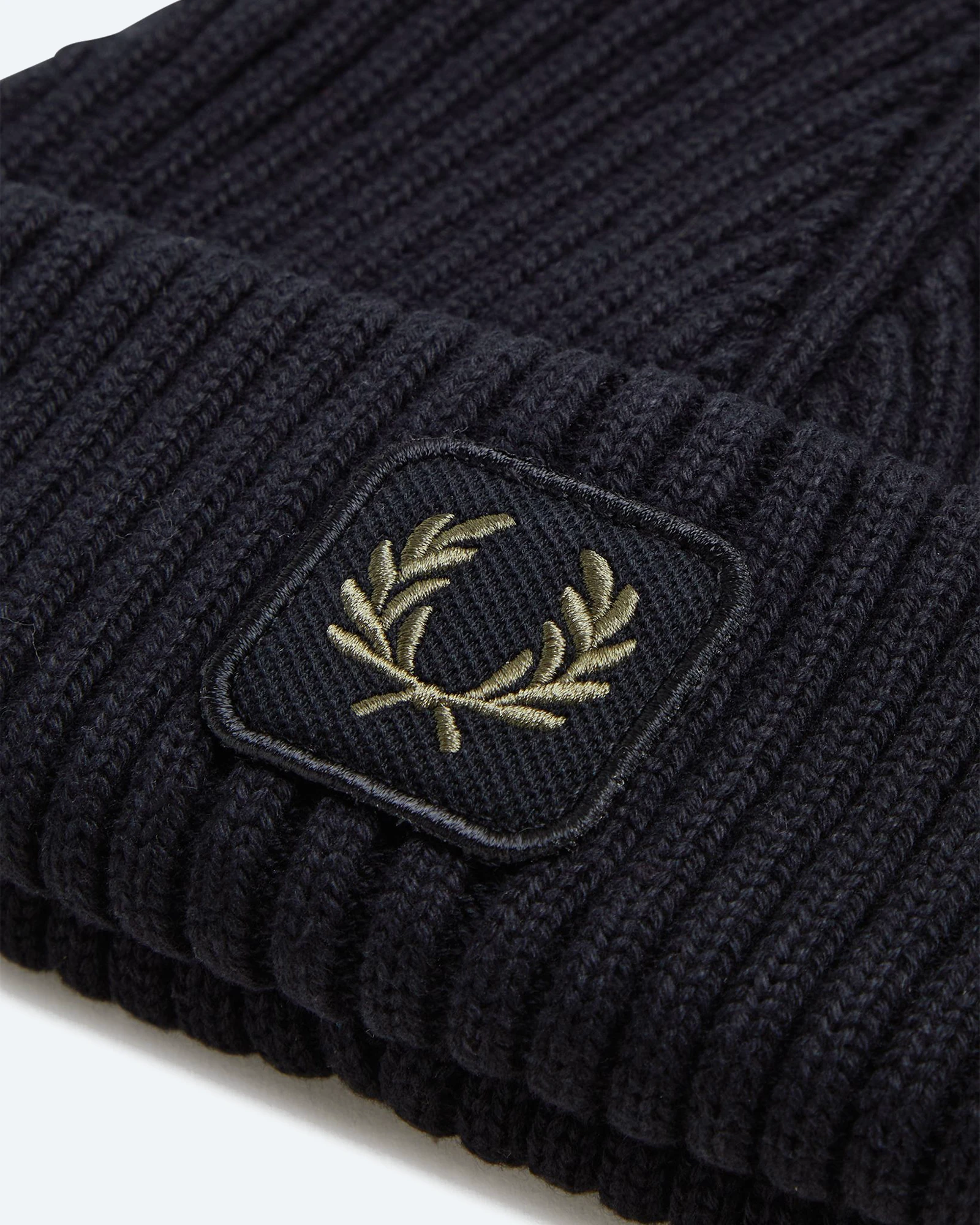 Fred Perry Cotton Ribbed Beanie Black