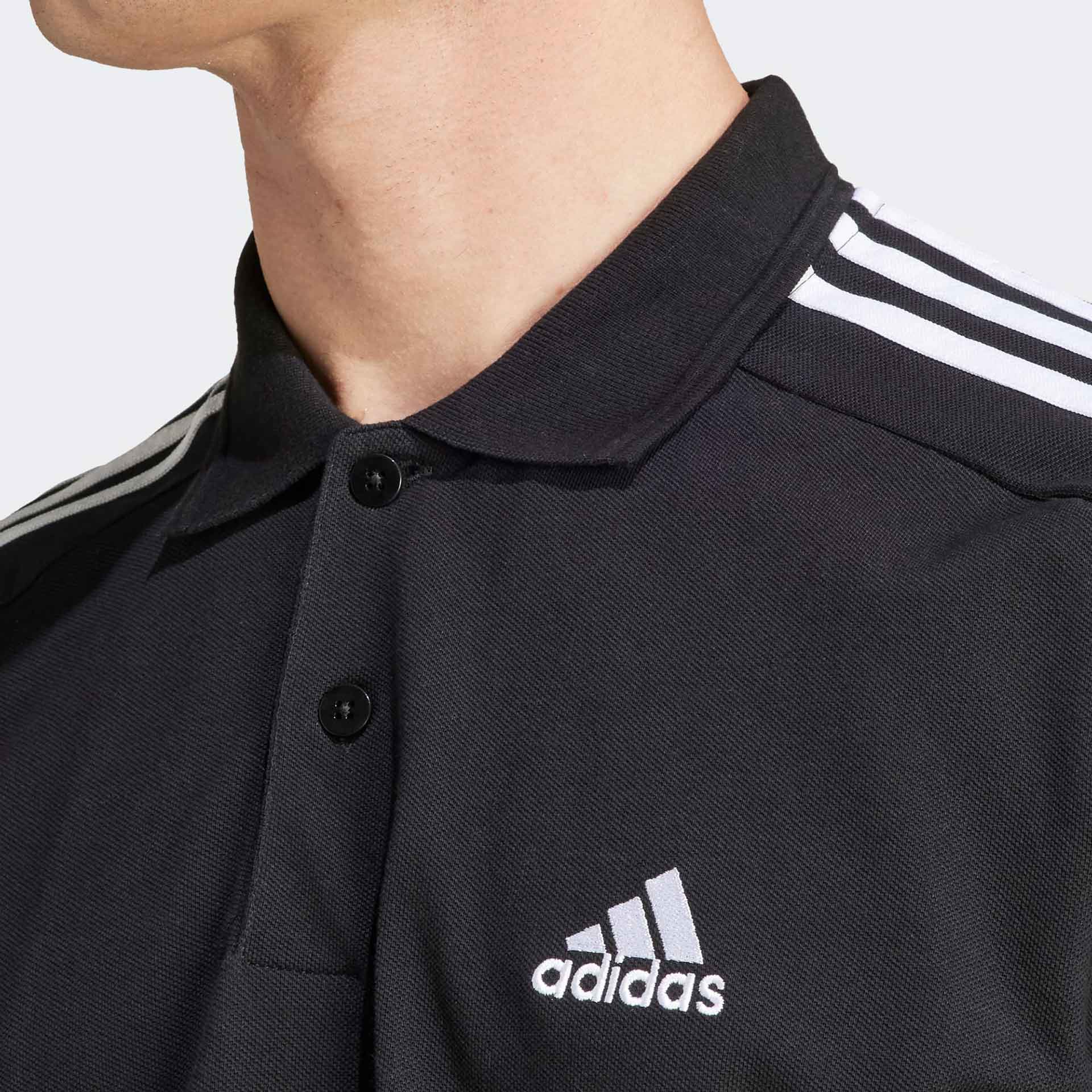 adidas Essentials Piqué Embroidered Small Logo 3-Stripes Polo Black/White