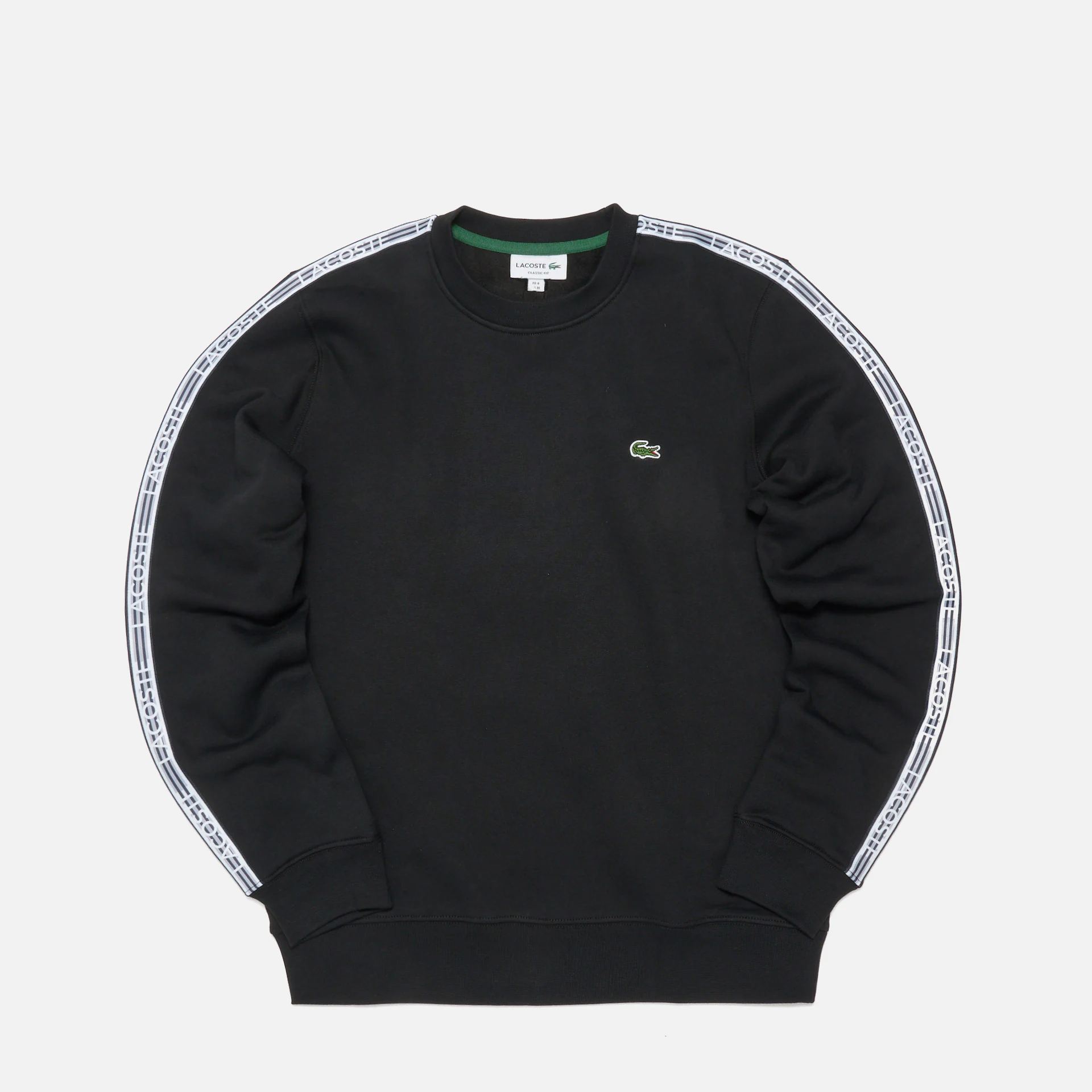 Lacoste Logo Stripe Flannel Pullover Black