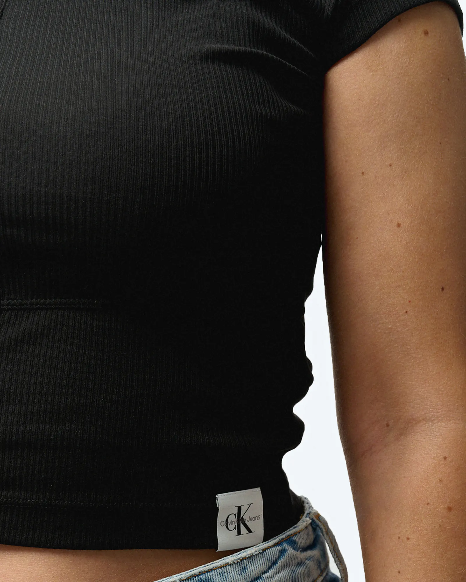 Calvin Klein Seaming Rib Slim T Shirt Black