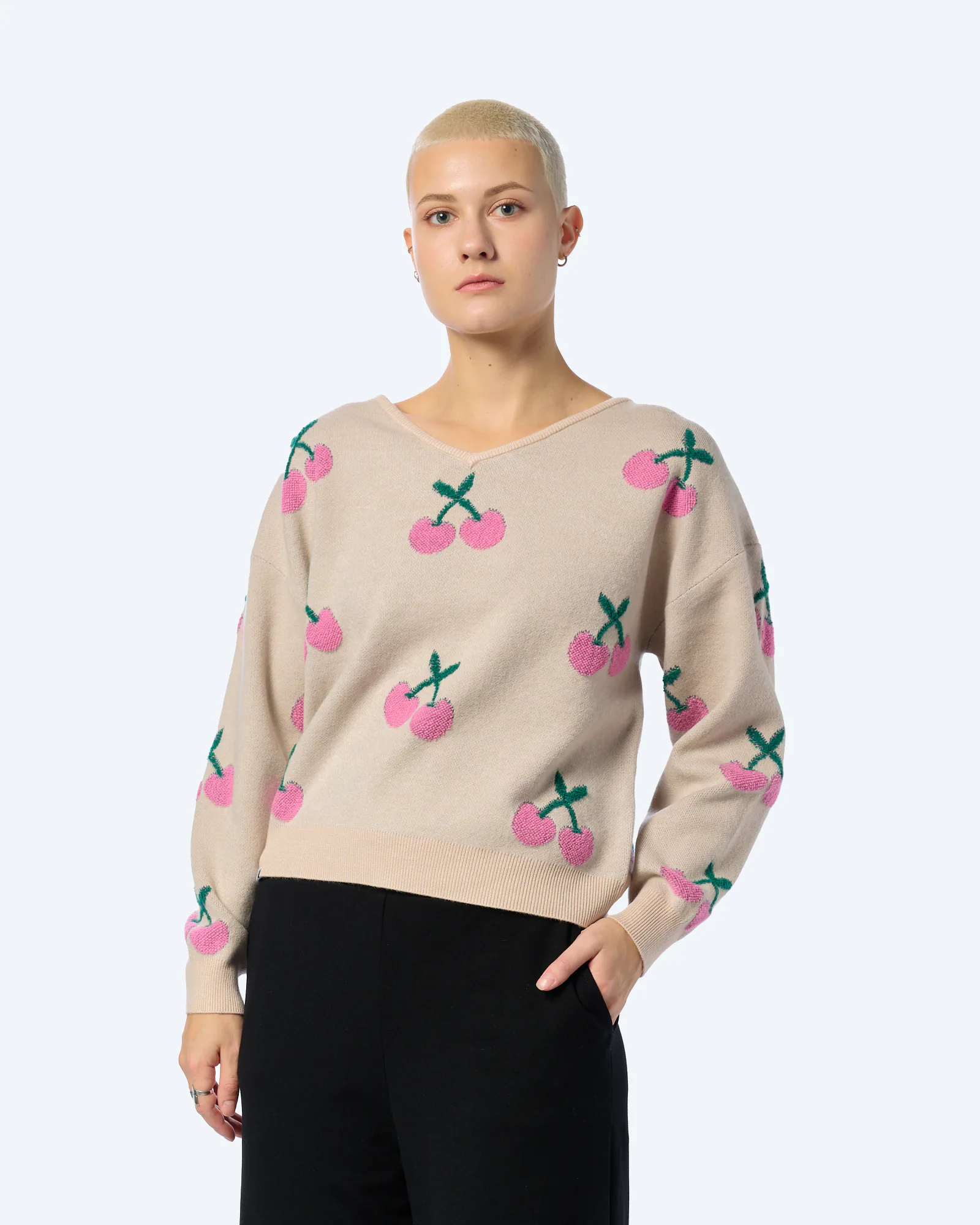 Kleinigkeit Görls Cherry Wollma Strickpullover Beige