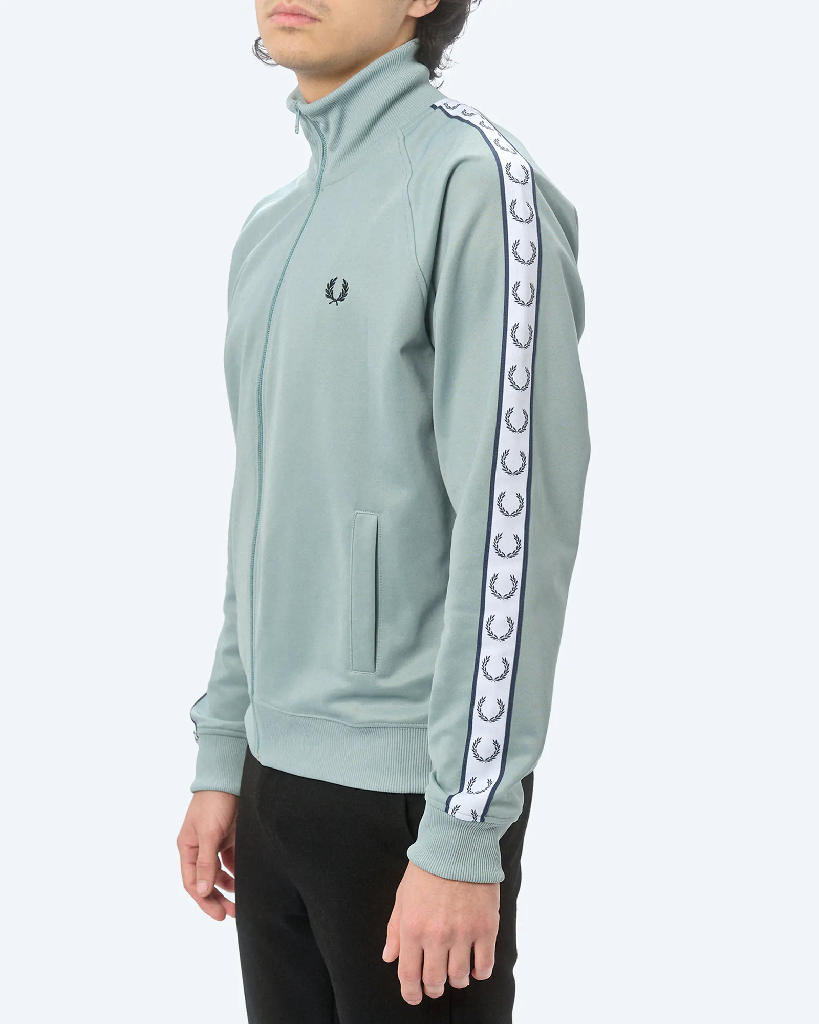 Fred Perry Taped Track Jacket Silver Blue Fred Perry Taped Track Jacket Silver Blue