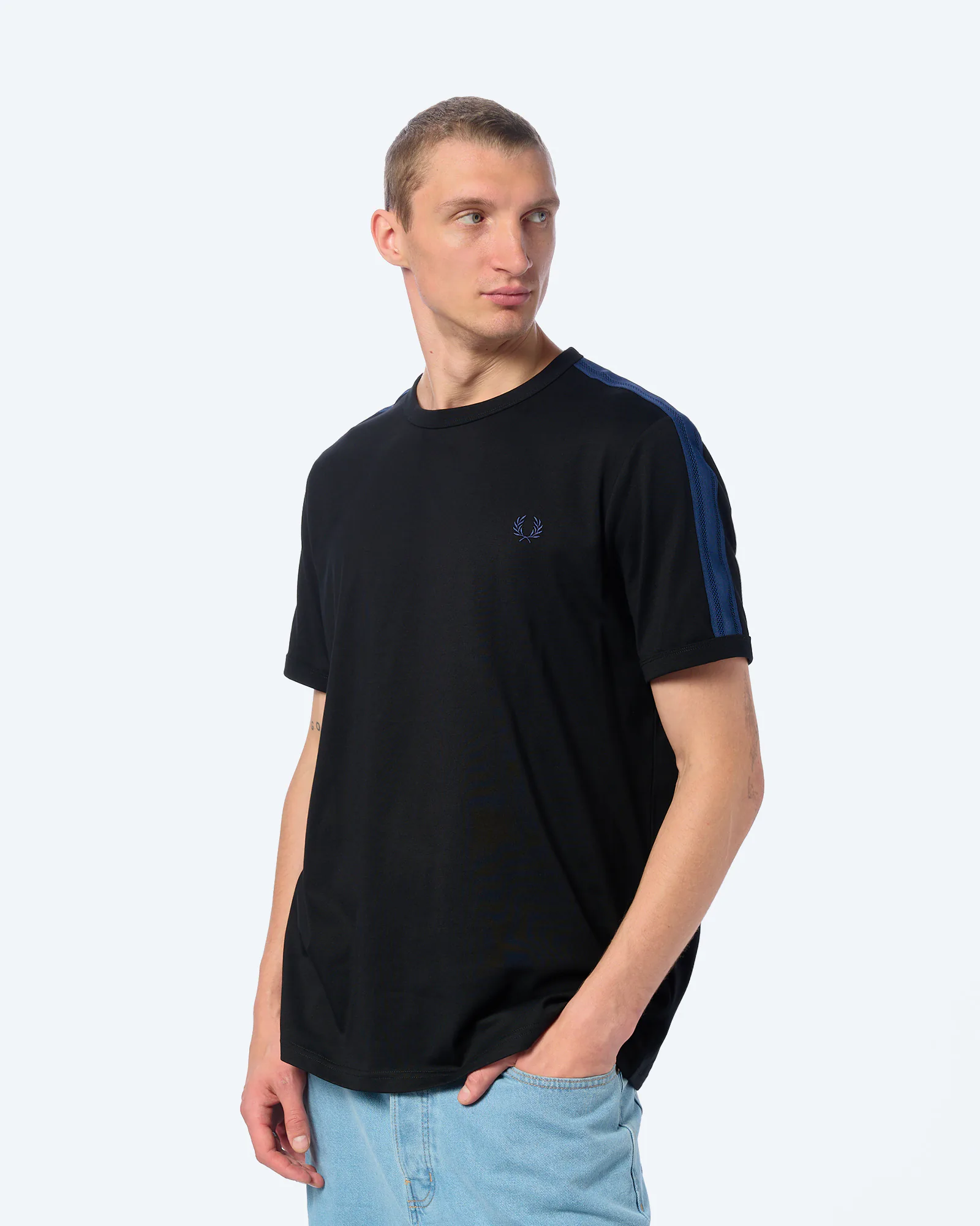 Fred Perry Mesh Taped Ringer T-Shirt Black