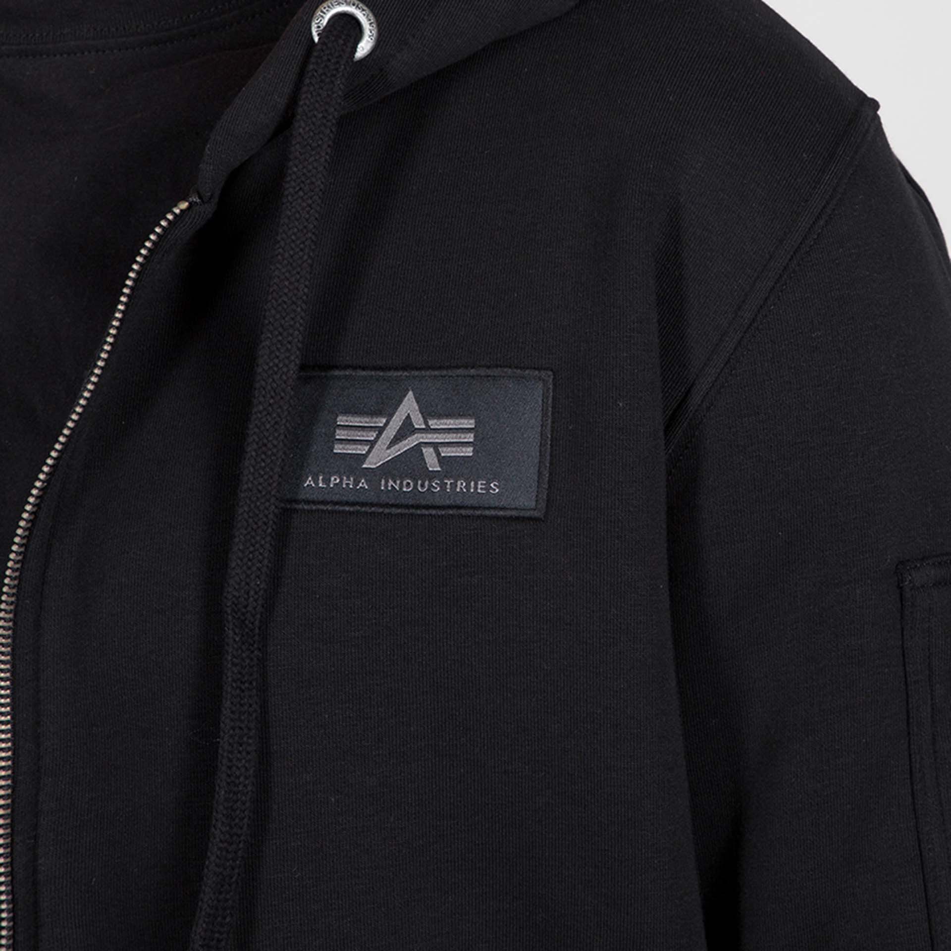 Alpha Industries Back Print Zip Hoody Black Alpha Industries Back Print Zip Hoody Black