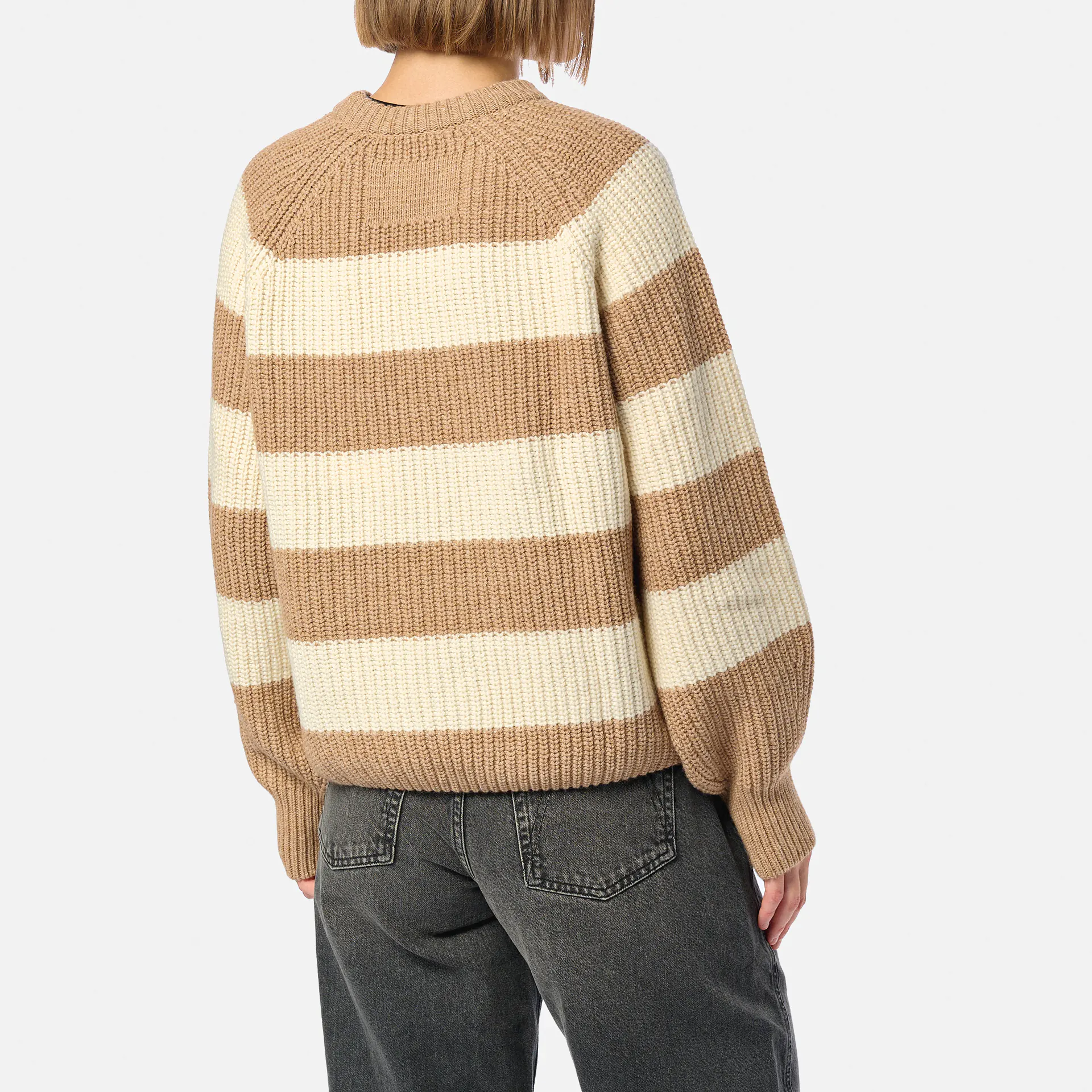 ARMEDANGELS KAAGI STRIPES Knit Sweatshirt Camel Melange