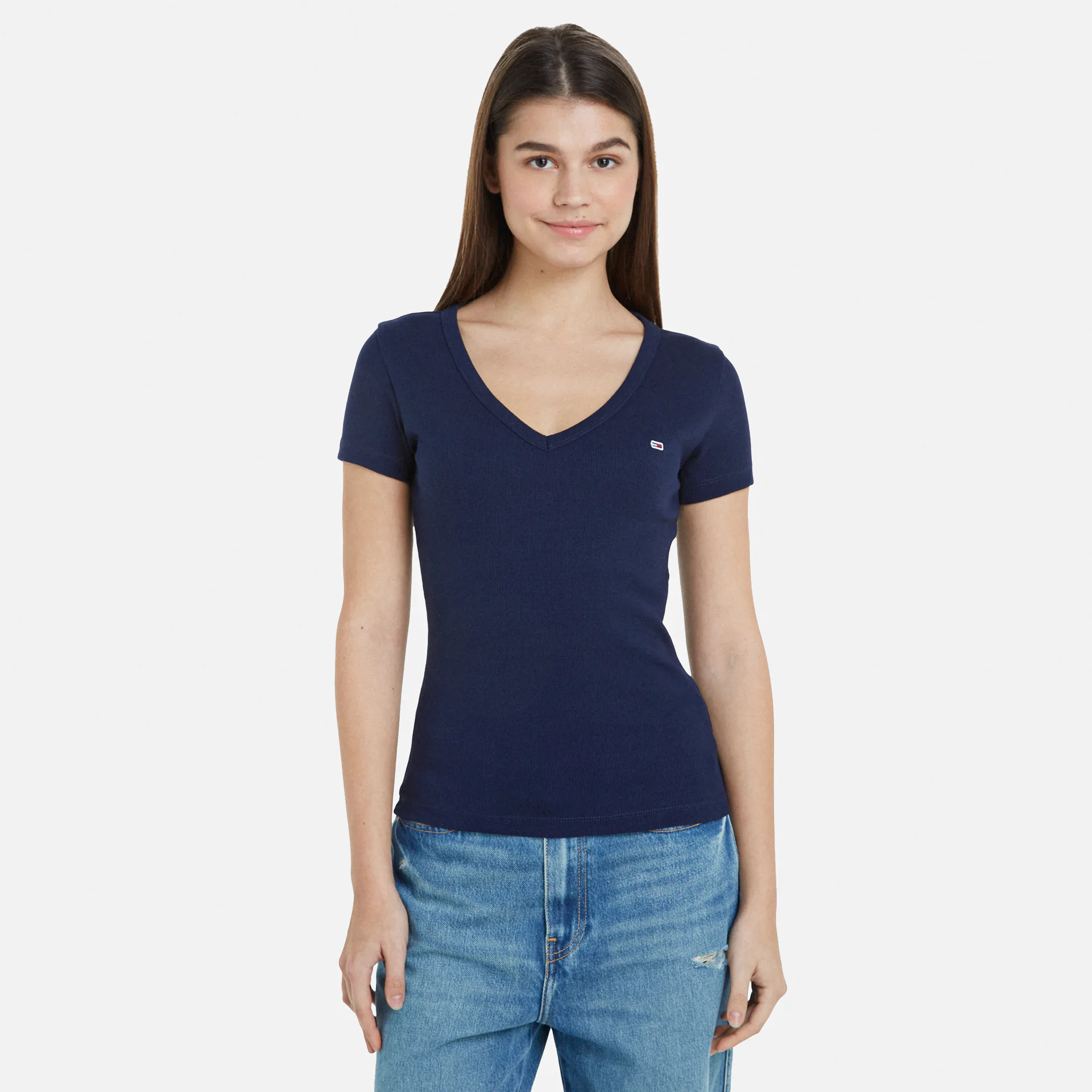 Tommy Jeans Essential Rib T-Shirt Blue