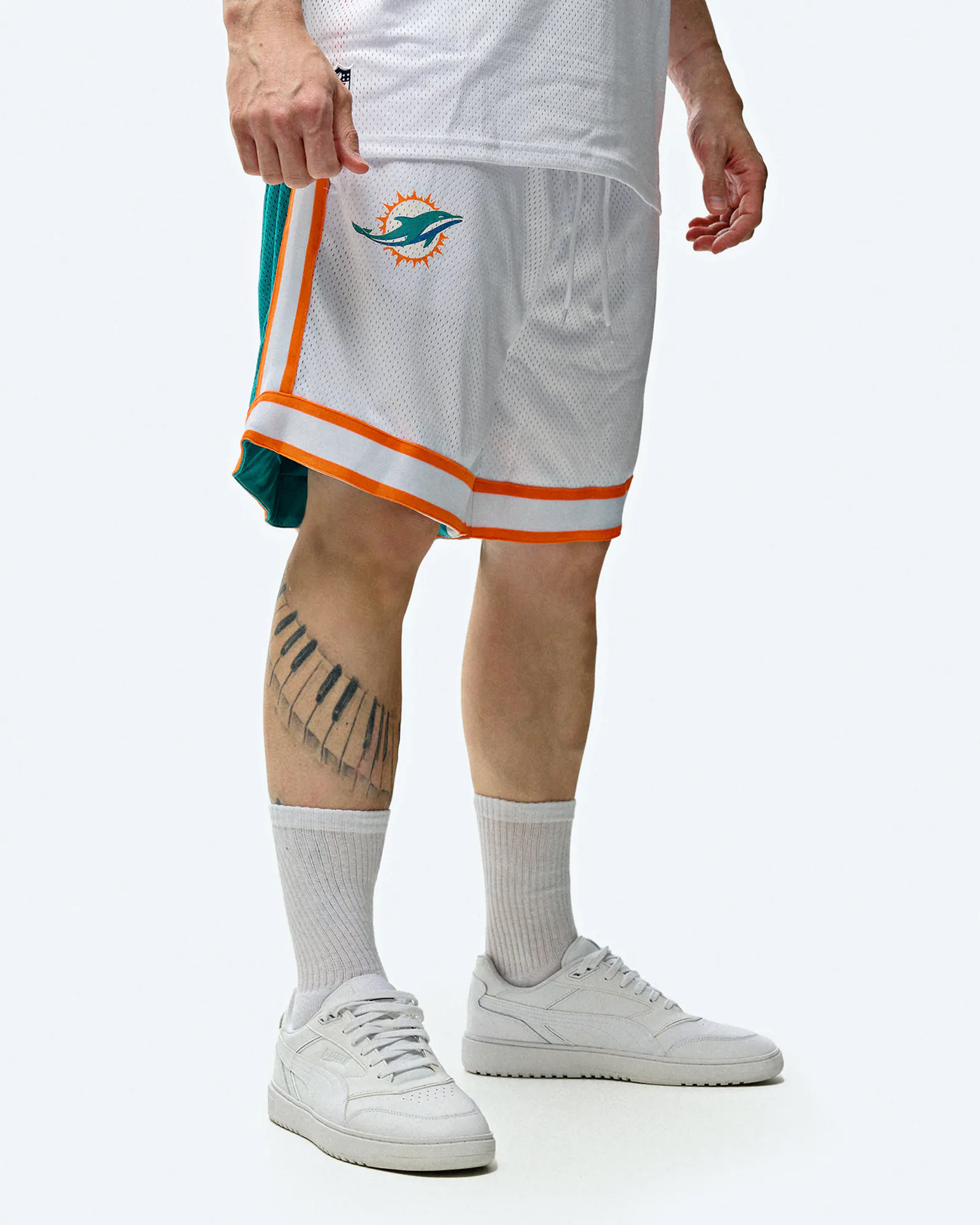 New Era NFL Miami Dolphins Color Block Shorts White New Era NFL Miami Dolphins Color Block Shorts White