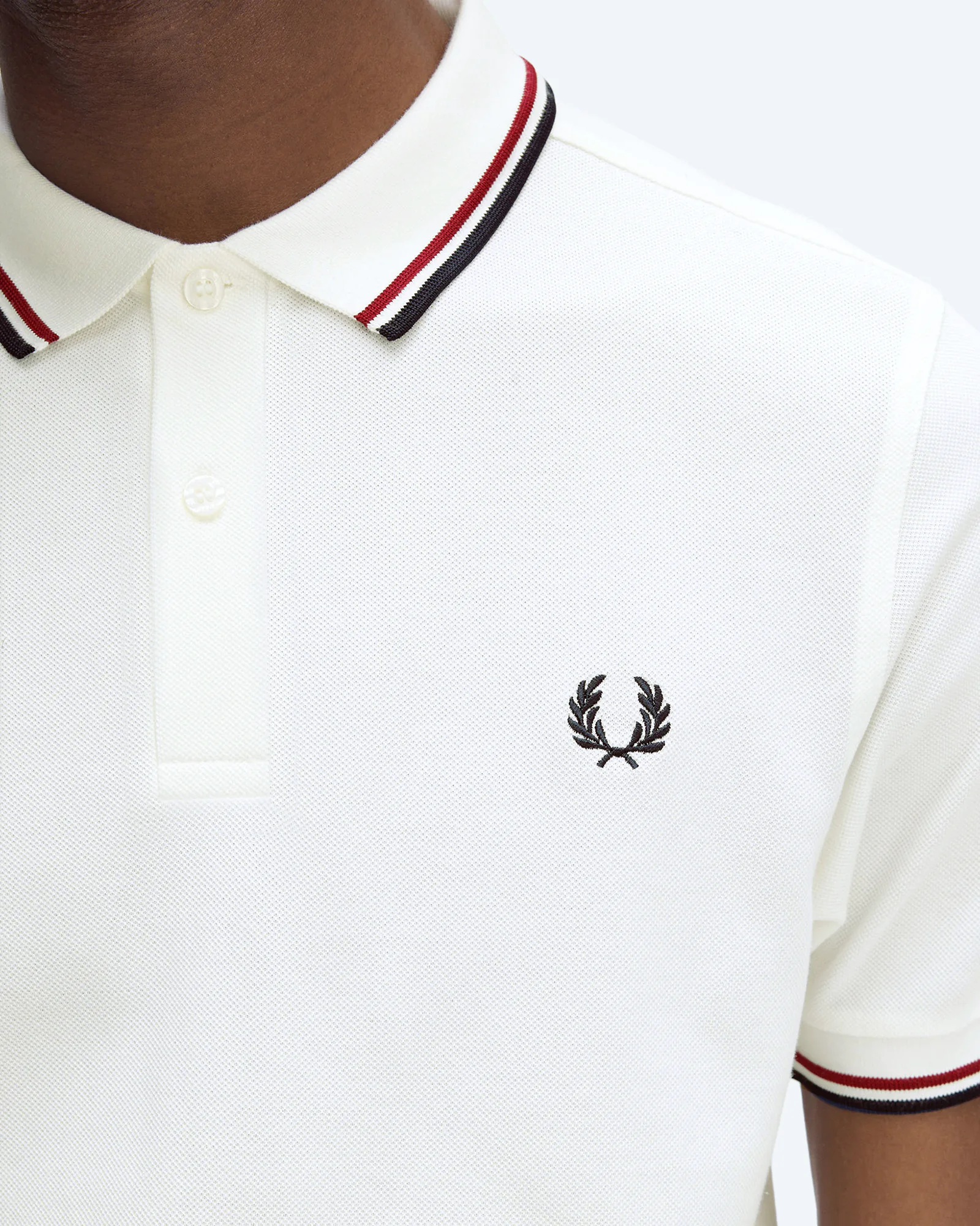 Fred Perry Twin Tipped Polo Shirt Snow White/Burnt Red/Navy