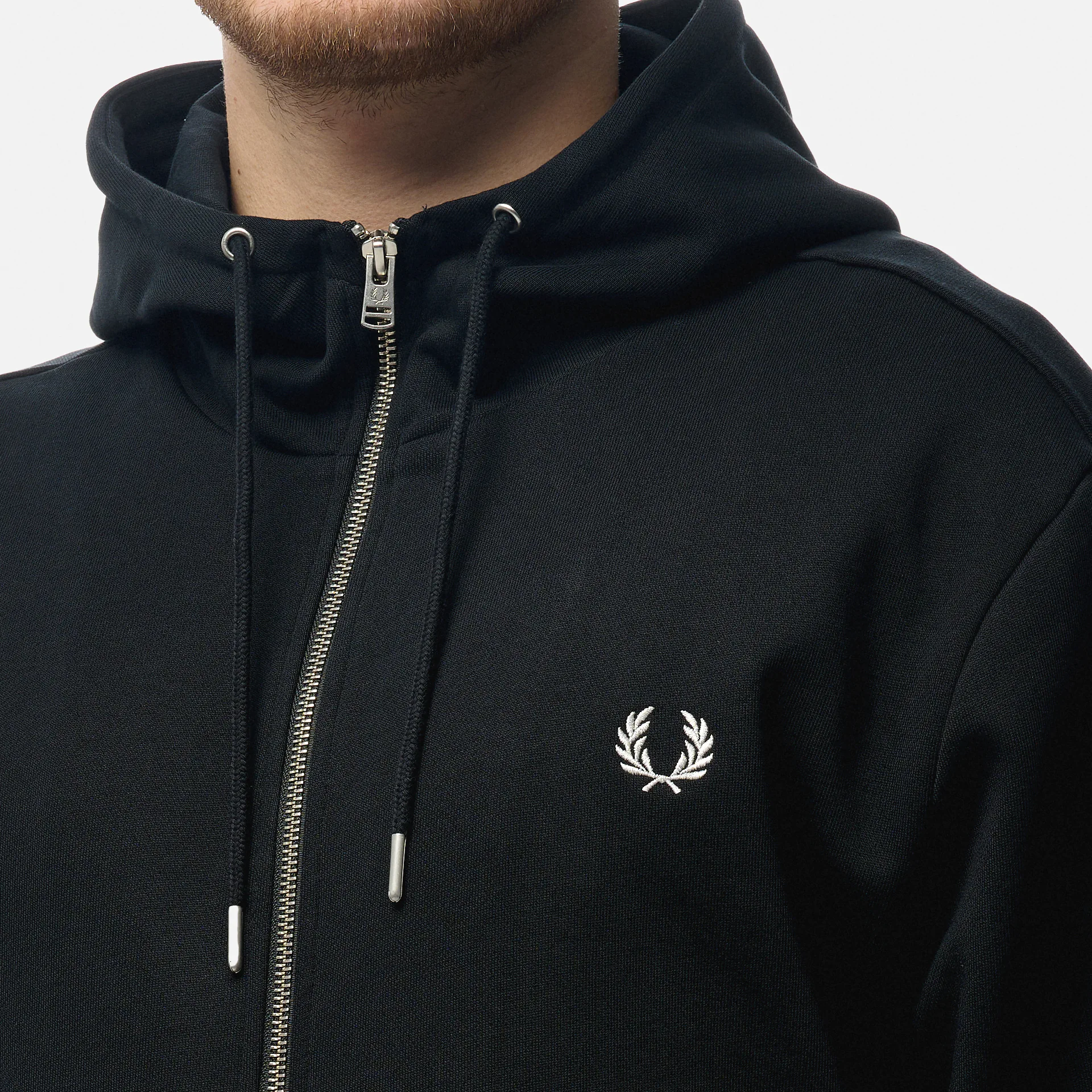 Fred Perry Hooded Zip Through Sweatshirt Black