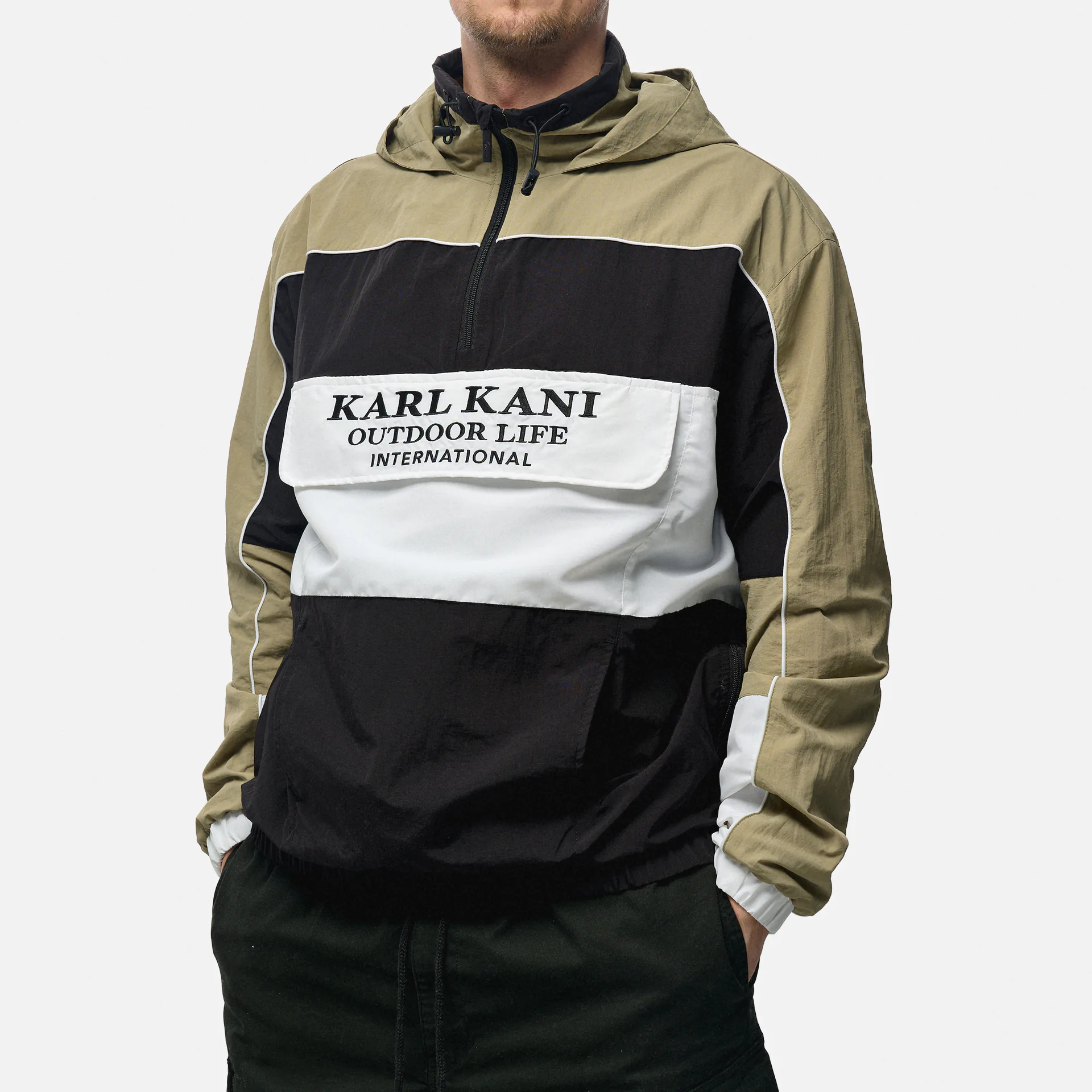 Karl Kani Woven Retro Windbreaker Olive/Black/White