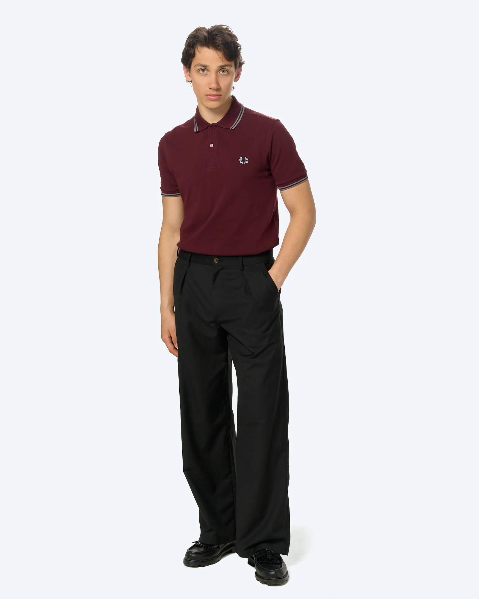 Fred Perry Twin Tipped Polo Shirt Oxblood/Stockport Blue