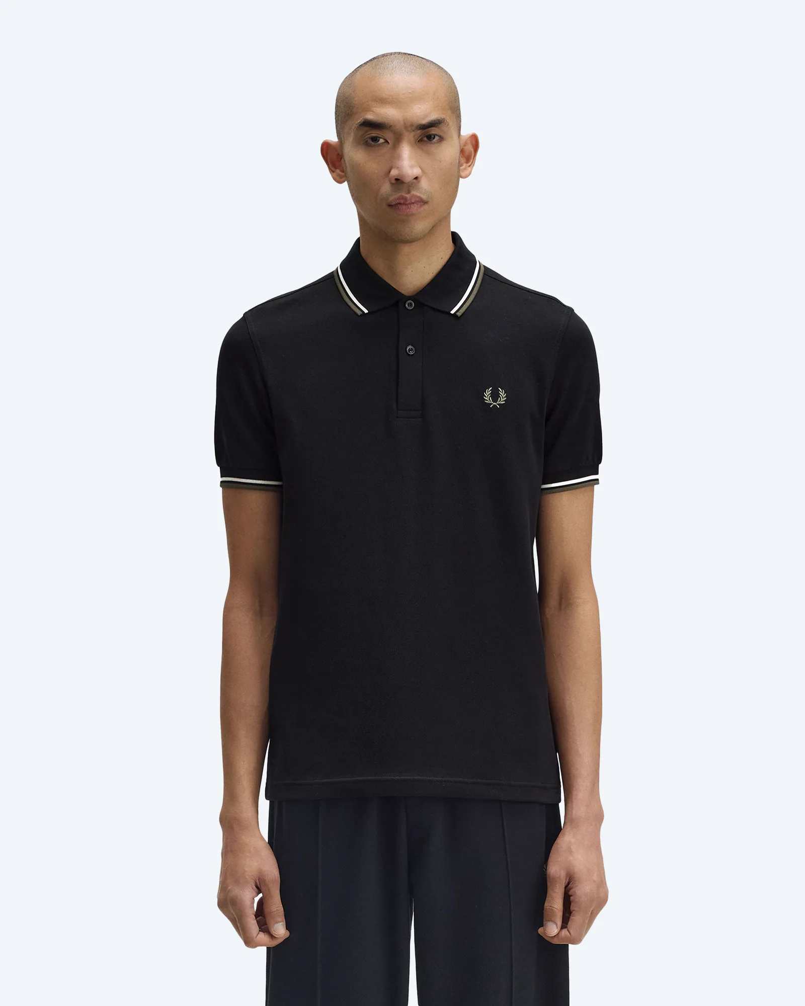 Fred Perry Twin Tipped Polo Shirt Porridge Black/Ecru/Laurel Wreath Green